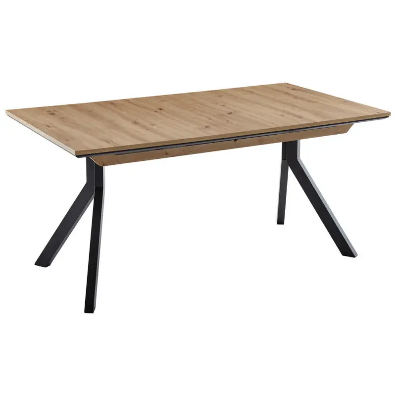 Esstisch 160-200/90/76 cm Nachbildung Metall, Holzwerkstoff ausziehbar, in verschiedenen Gr&ouml;&szlig;en erh&auml;ltlich, in verschiedenen Holzdekoren erh&auml;ltlich, Variantenauswahl rechteckig Schwarz, Eiche Artisan
