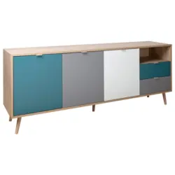 Sideboard Dekor 180 cm Cube 56-Trend, Eiche/Farbig
