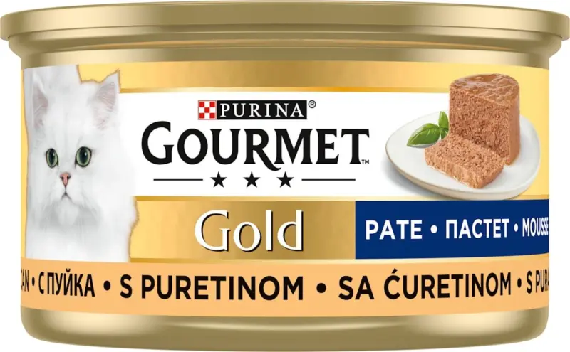 Hrană umedă pentru pisici cu carne de curcan la conservă