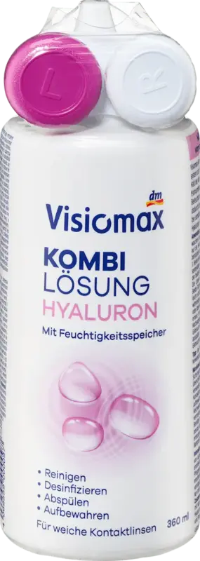Soluție combinată cu acid hialuronic și recipient pentru lentile de contact