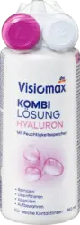 Soluție combinată cu acid hialuronic și recipient pentru lentile de contact