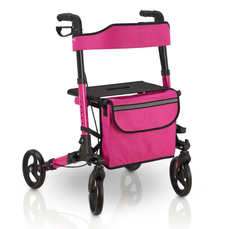 Rollator Vital lila klappbar mit Sitzfl&auml;che & Einkaufstasche