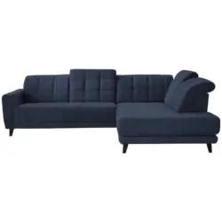 Ecksofa in Webstoff Dunkelblau 302/216 cm