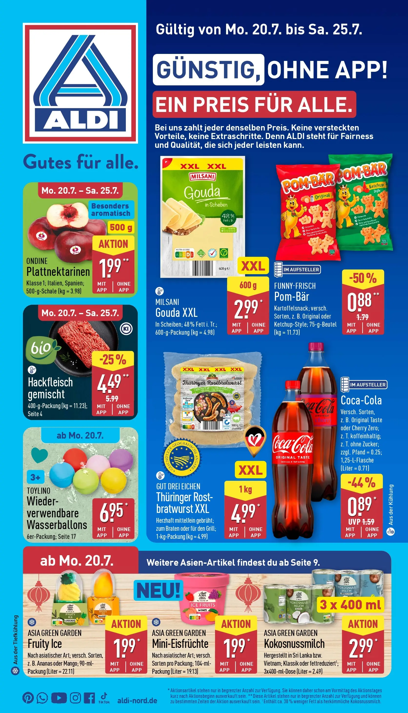 Aldi - ALDI Nord: Wochenangebote (ab 20.07.2026) » Angebote Online | Seite: 1 | Produkte: Cola, Milch, Ananas, Ketchup