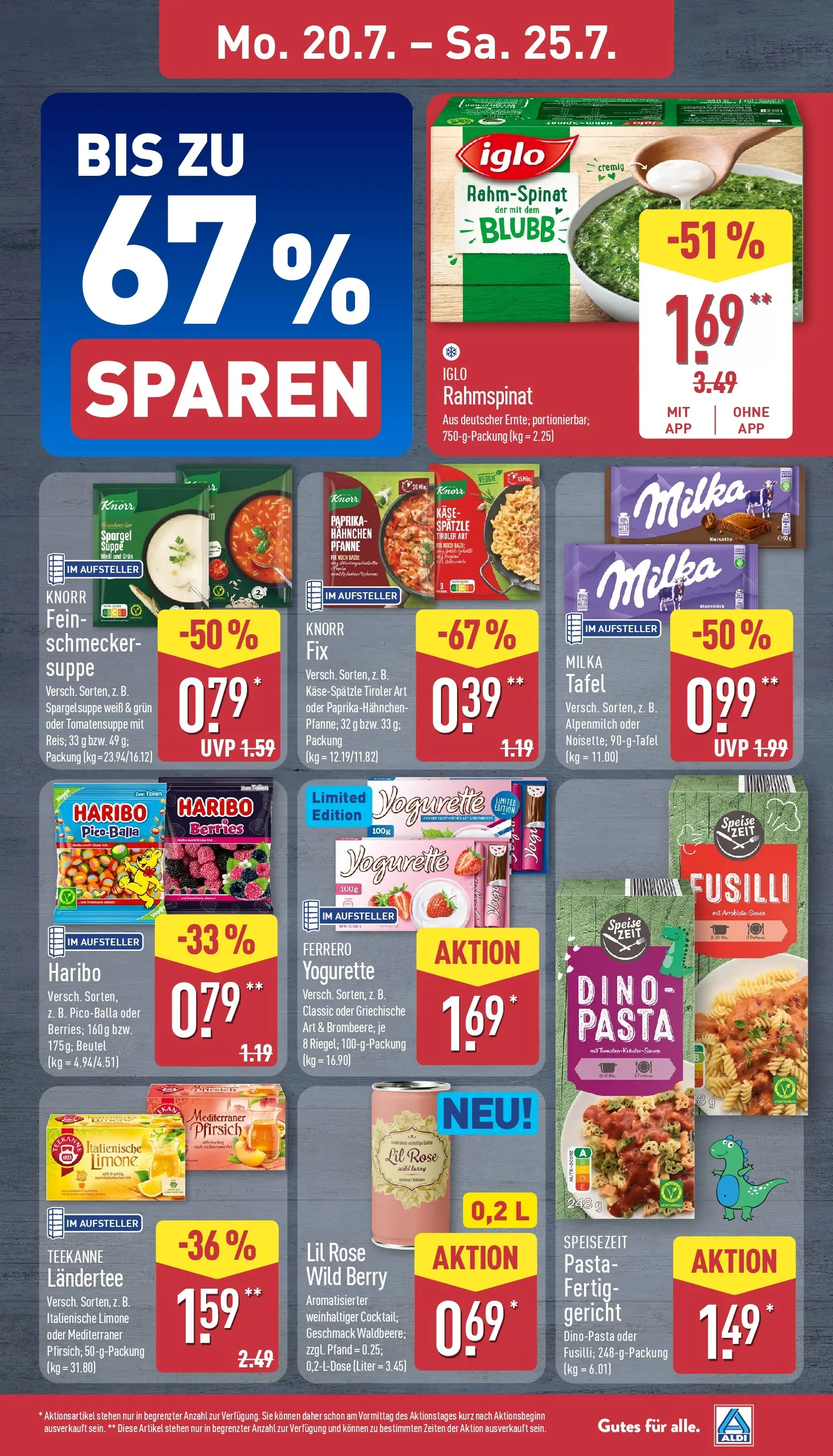 Aldi - ALDI Nord: Wochenangebote (ab 20.07.2026) » Angebote Online | Seite: 7 | Produkte: Hahnchen, Iglo, Knorr, Pasta