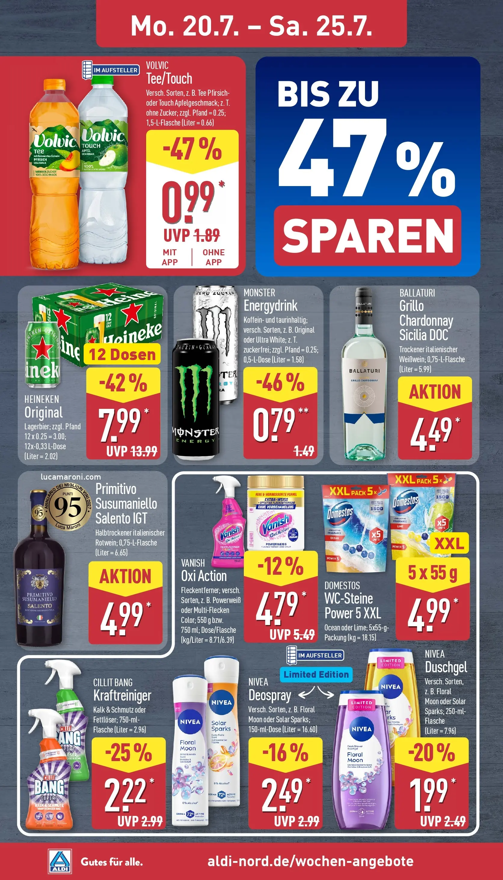 Aldi - ALDI Nord: Wochenangebote (ab 20.07.2026) » Angebote Online | Seite: 8 | Produkte: Duschgel, Deospray, Tee, Volvic