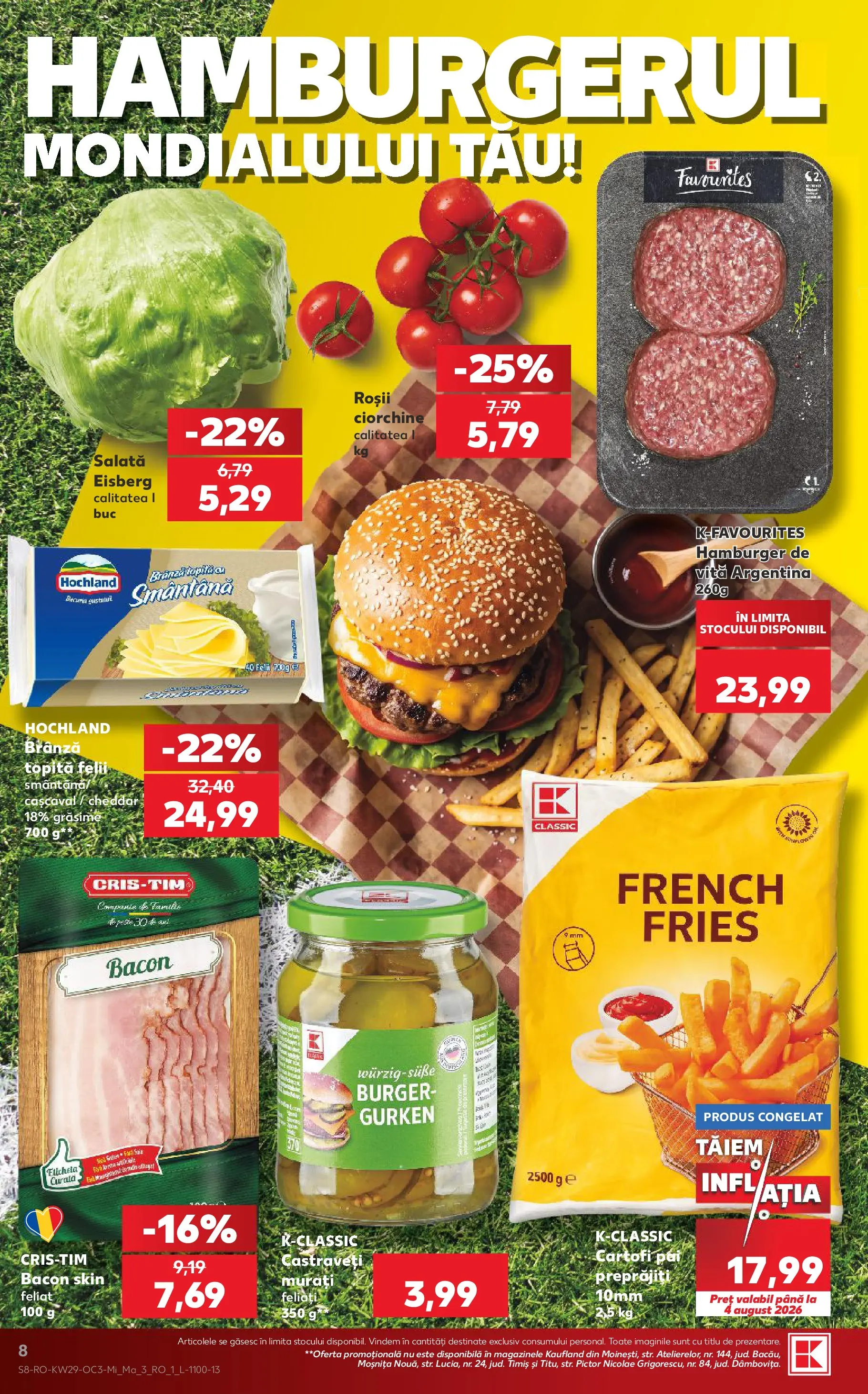 Kaufland Baia Mare 15.07.2026 - Revista si Oferta | Pagină: 8 | Produse: Brânză, Pește, Burger, Cartofi