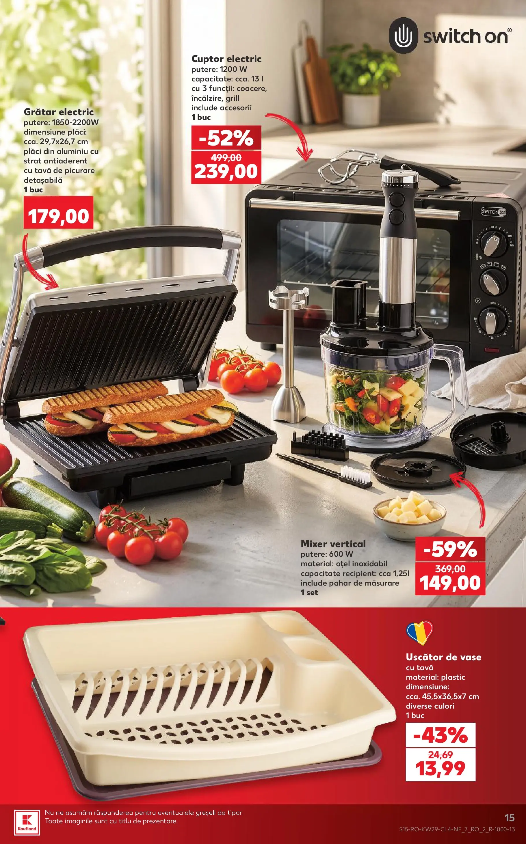 Kaufland Carei 14.07.2026 - Revista si Oferta | Pagină: 15 | Produse: Uscător, Grill, Mixer, Grătar