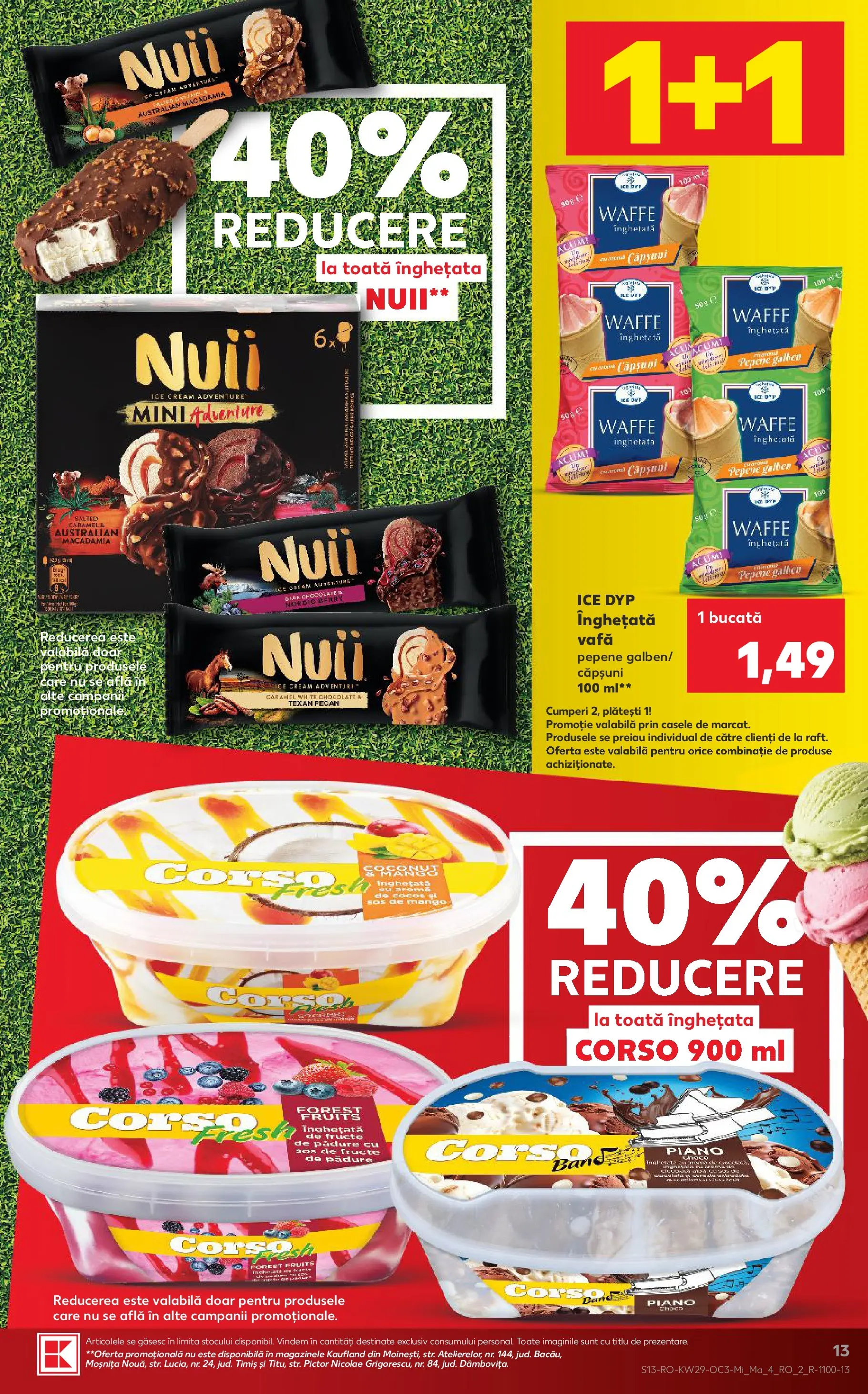 Kaufland Baia Mare 15.07.2026 - Revista si Oferta | Pagină: 13 | Produse: Pepene Galben, Raft, Înghețată, Fructe