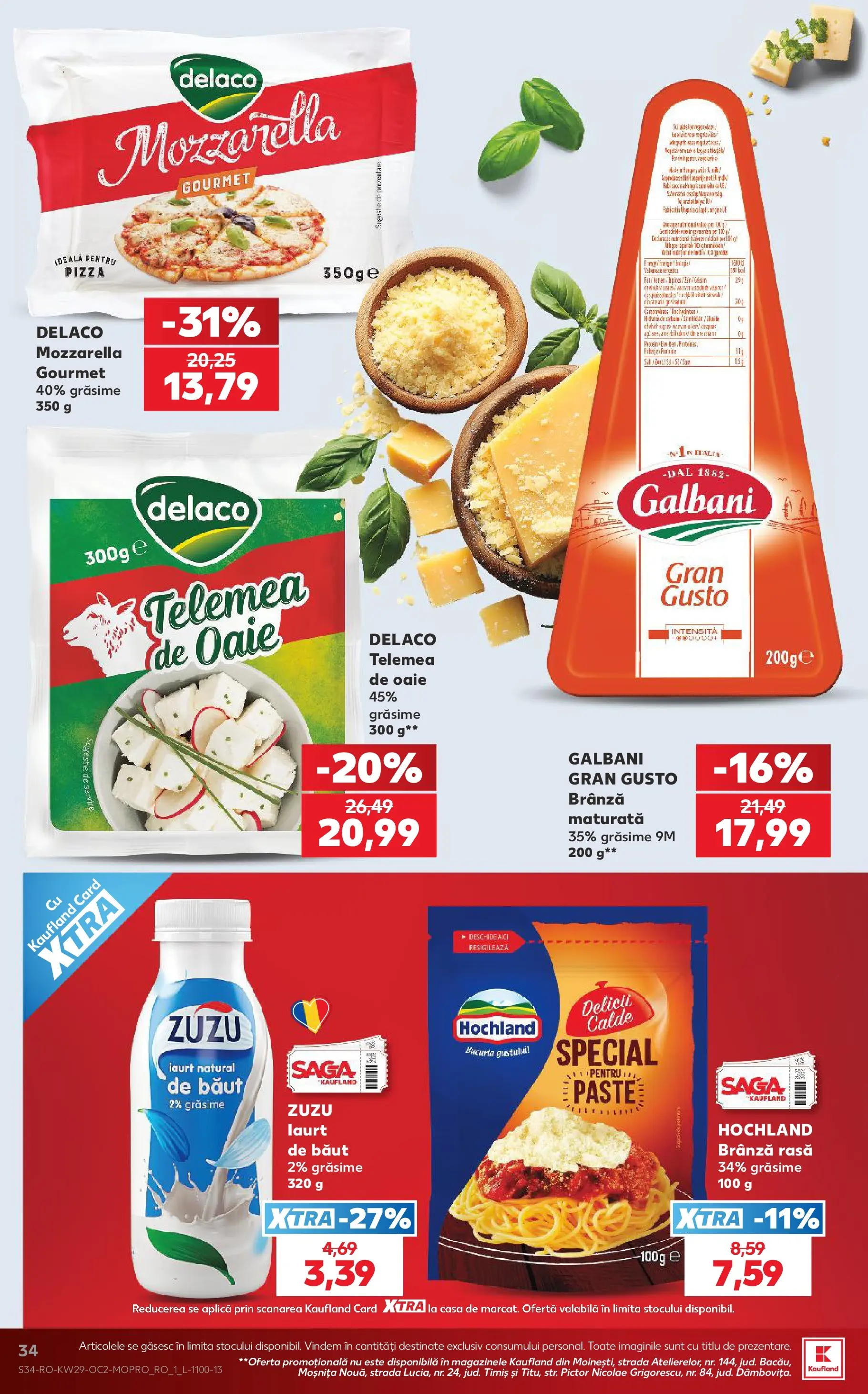 Kaufland Rădăuți 15.07.2026 - Revista si Oferta | Pagină: 34 | Produse: Light Kedi Konservesi, Mozzarella, Iaurt, Pizza