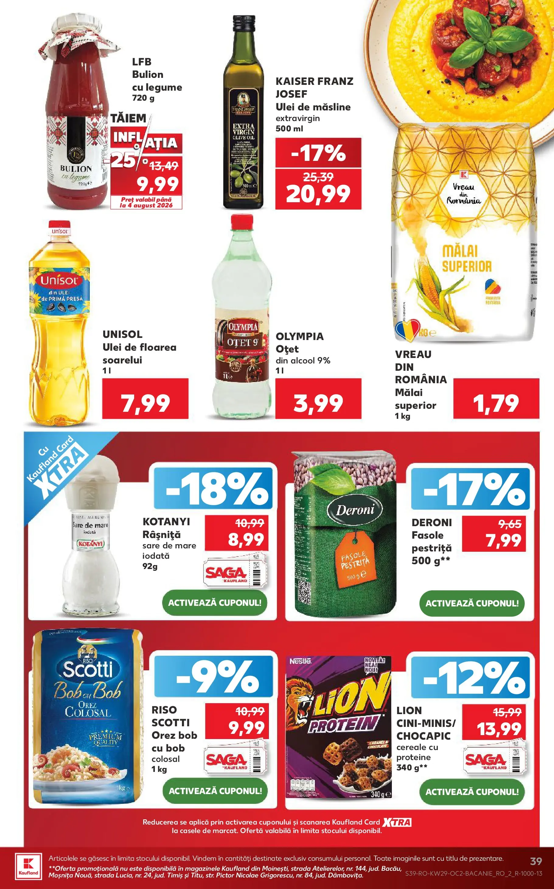 Kaufland Domnesti 15.07.2026 || Revista si Oferte | Pagină: 39 | Produse: Oțet, Orez, Mălai, Sare Kaufland Domnesti 15.07.2026 - Revista si Oferta | Pagină: 39 | Produse: Oțet, Orez, Mălai, Sare