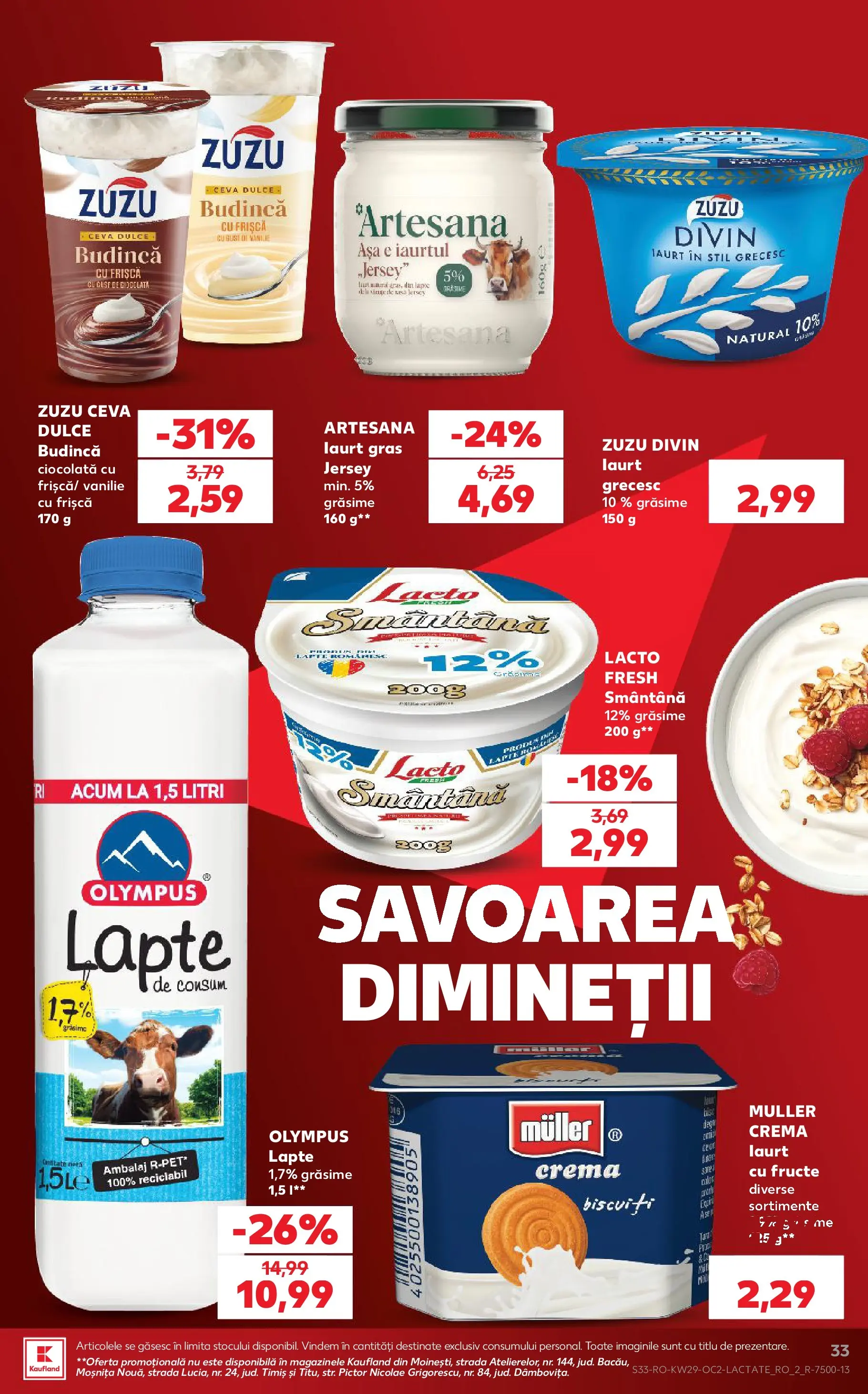 Kaufland Viseu de Sus 15.07.2026 - Revista si Oferta | Pagină: 33 | Produse: Lapte, Frișcă, Smântână, Fructe