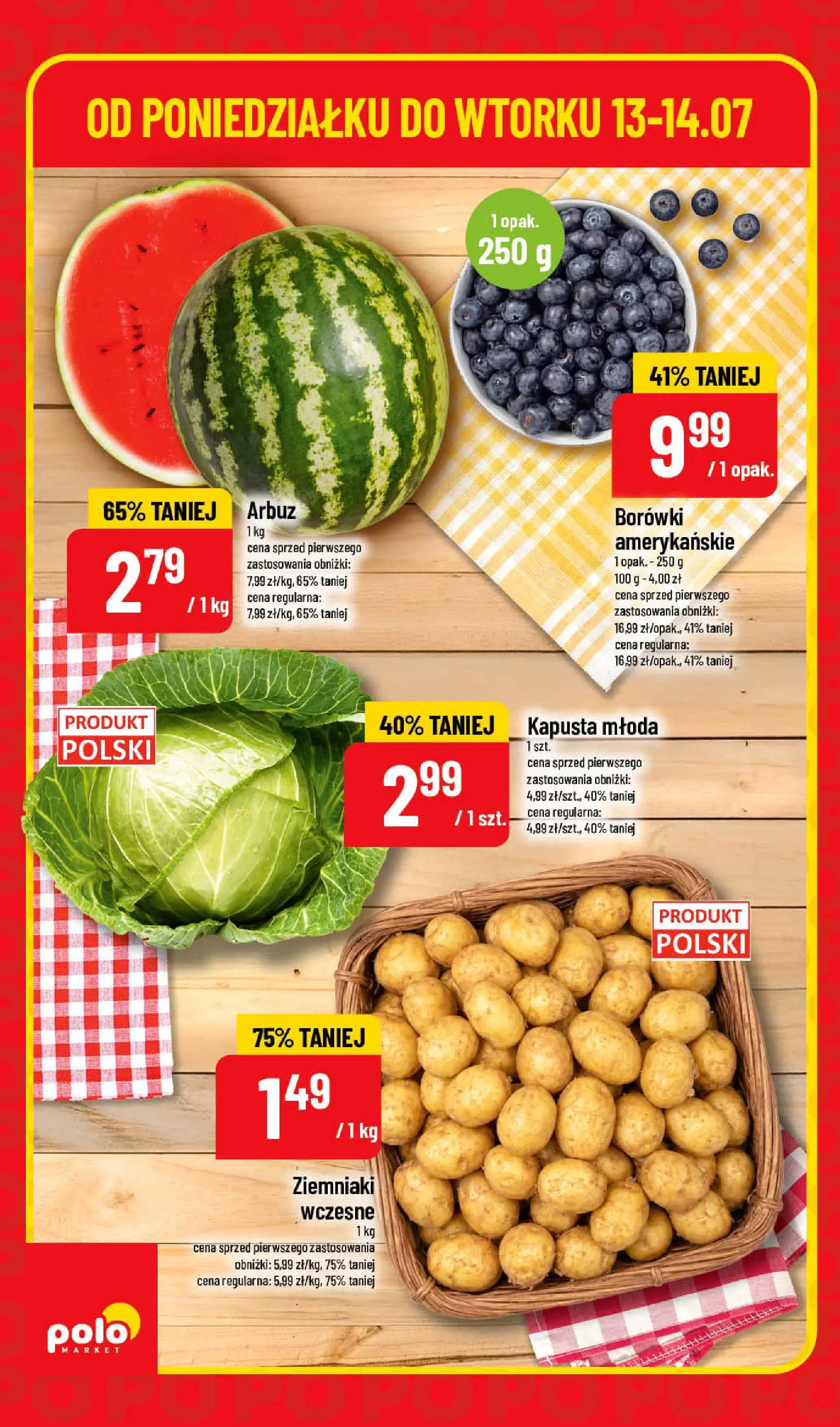 Nowa POLOmarket gazetka od jutra 13.07.2026 | Strona: 2 | Produkty: Kapusta, Arbuz, Ziemniaki