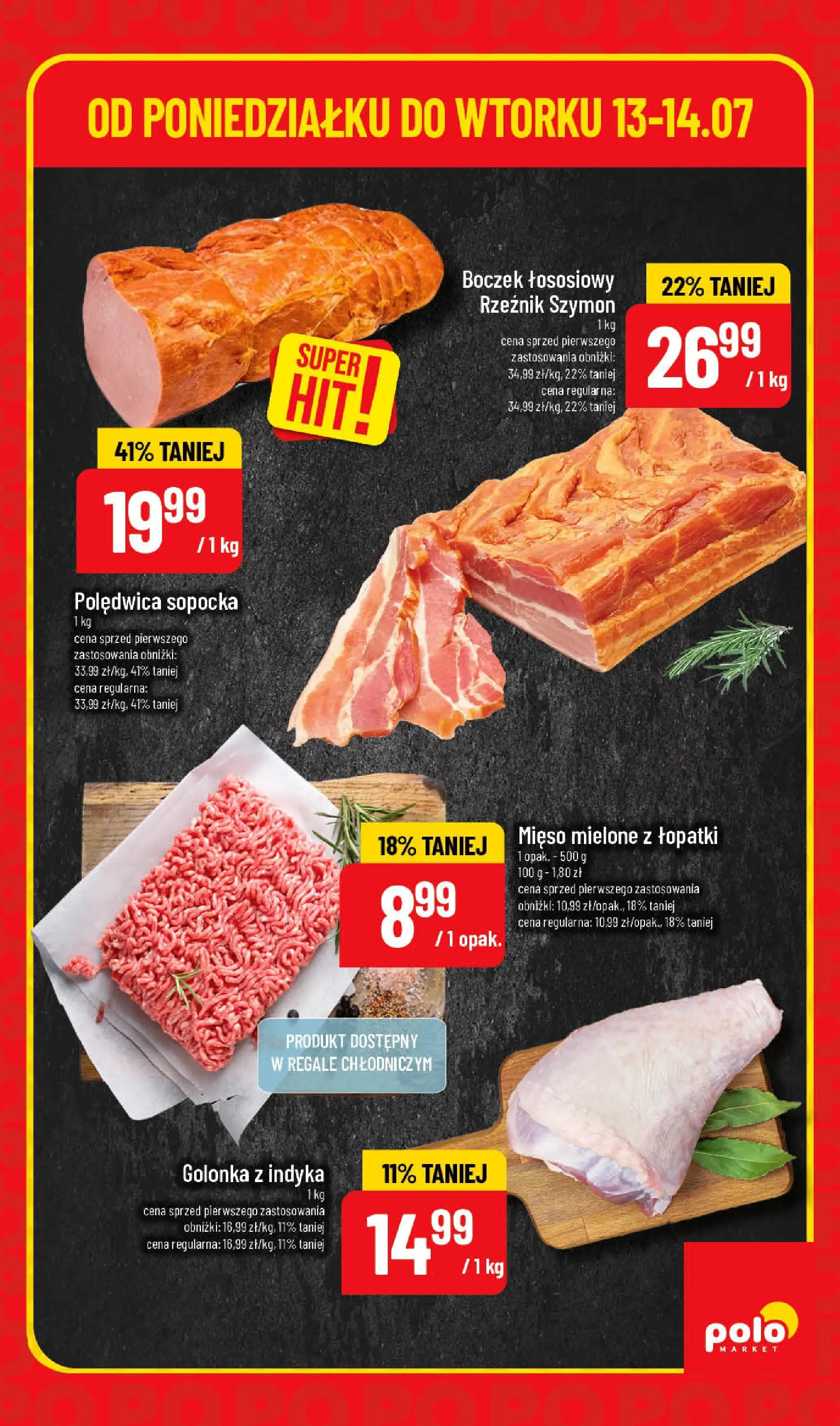 Nowa POLOmarket gazetka od jutra 13.07.2026 | Strona: 3 | Produkty: Mięso, Mięso mielone, Boczek