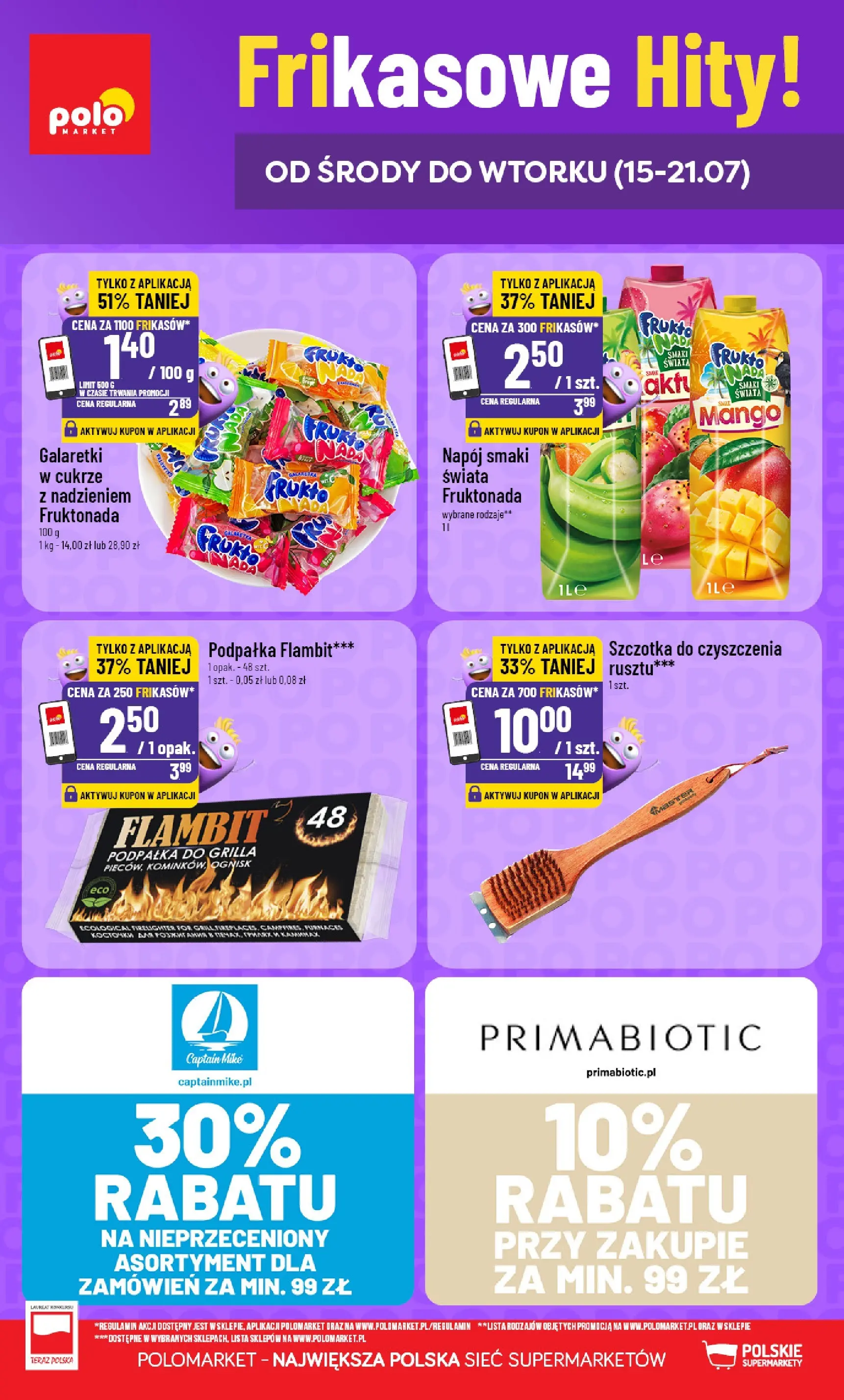 Nowa POLOmarket gazetka od jutra 15.07.2026 | Strona: 1 | Produkty: Mango, Galaretki, Galaretka, Grill