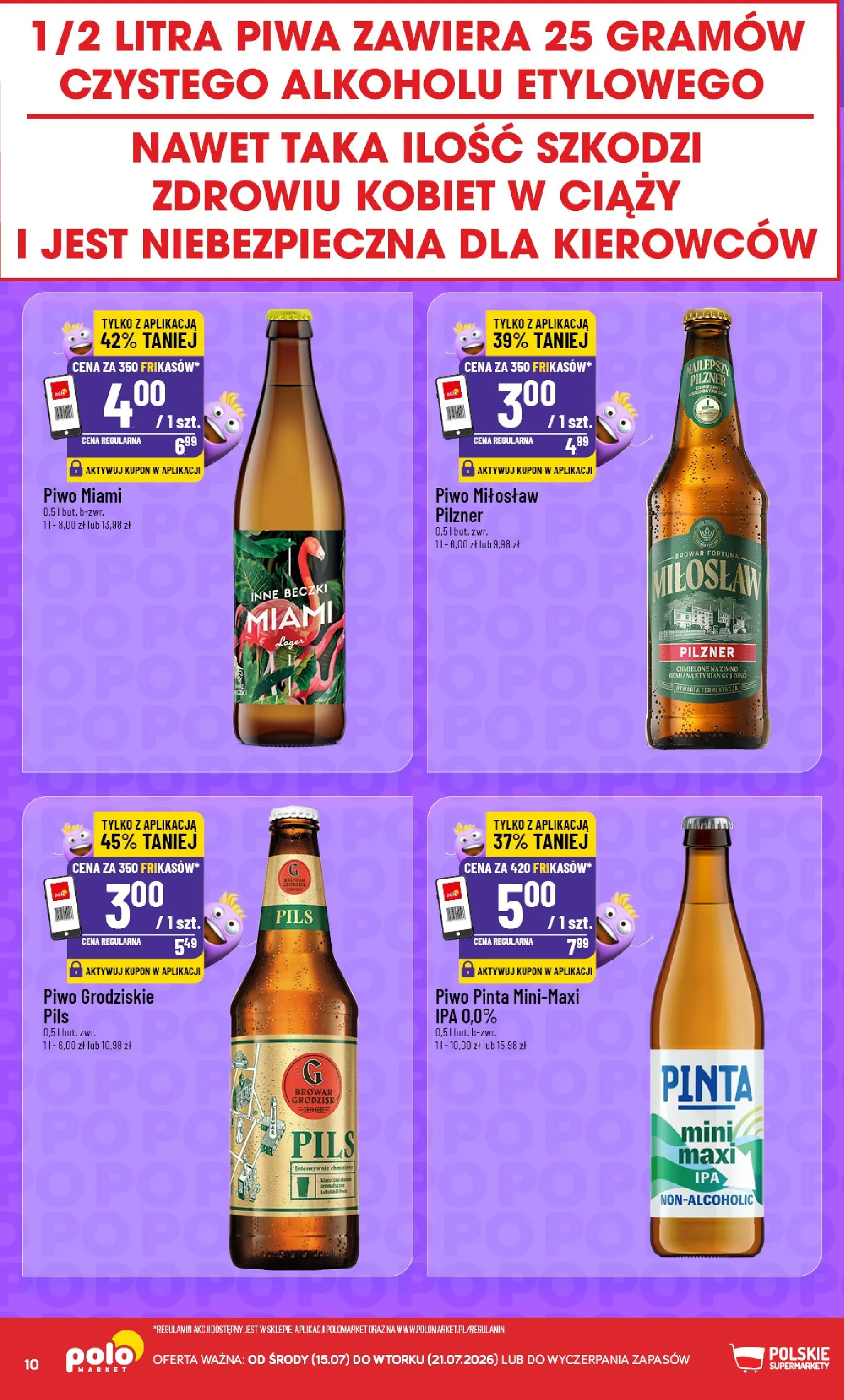 Nowa POLOmarket gazetka od jutra 15.07.2026 | Strona: 10 | Produkty: Piwo