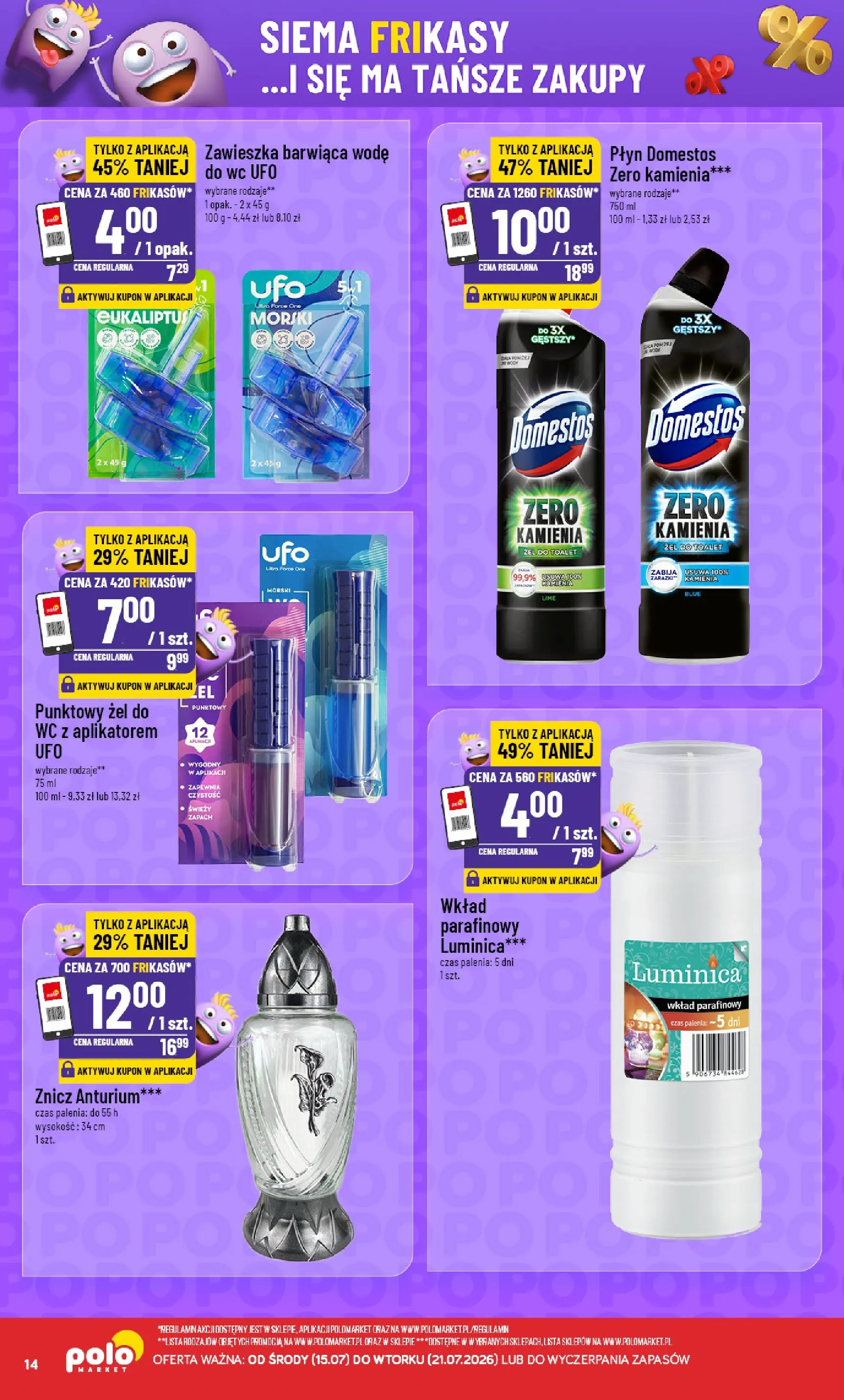 Nowa POLOmarket gazetka od jutra 15.07.2026 | Strona: 14 | Produkty: Domestos, Zapach