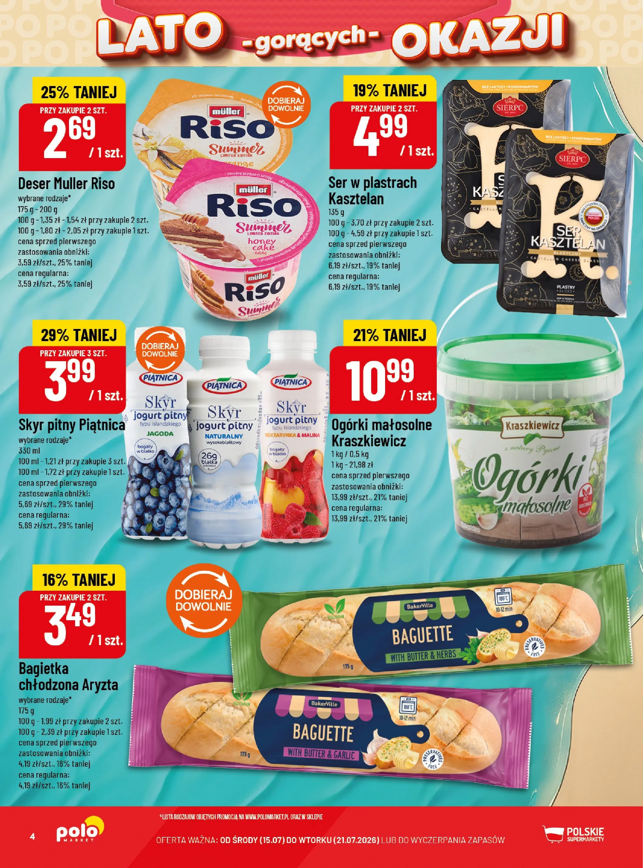 Nowa POLOmarket gazetka od jutra 15.07.2026 | Strona: 4 | Produkty: Malina, Jogurt pitny, Ser, Jogurt