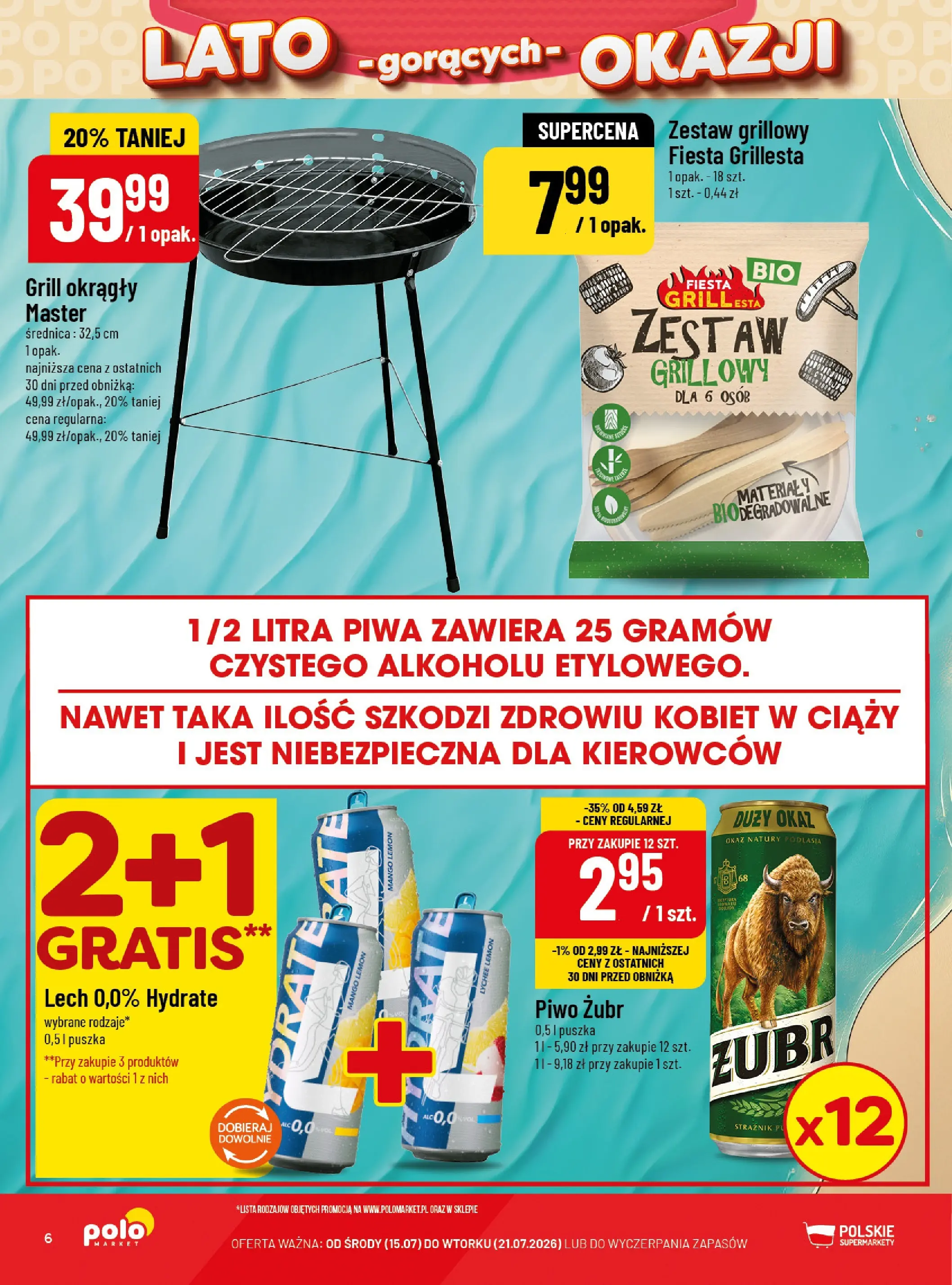 Nowa POLOmarket gazetka od jutra 15.07.2026 | Strona: 6 | Produkty: Mango, Piwo żubr, Grill, Piwo