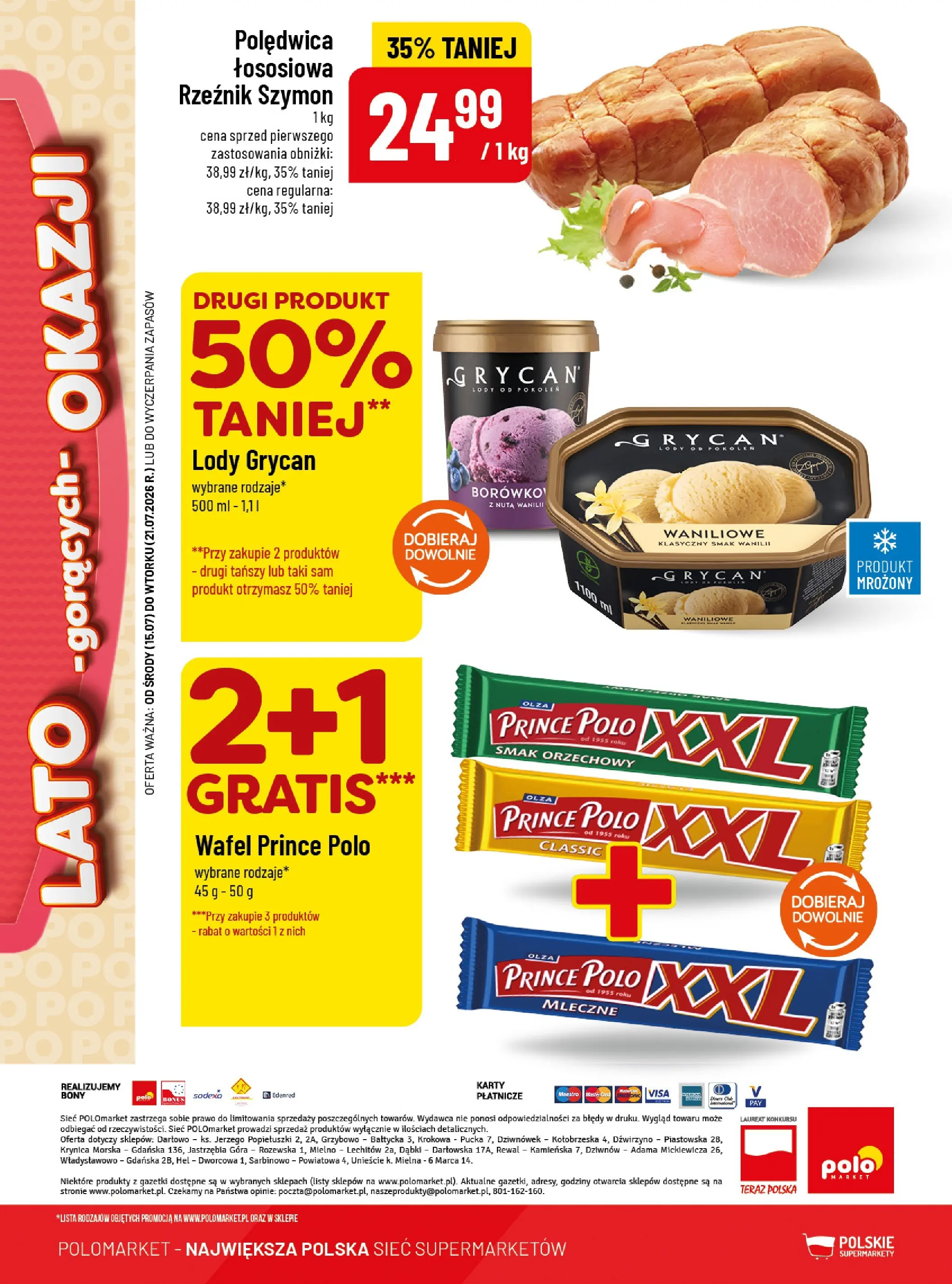 Nowa POLOmarket gazetka od jutra 15.07.2026 | Strona: 8 | Produkty: Prince polo xxl, Lody Grycan, Lody