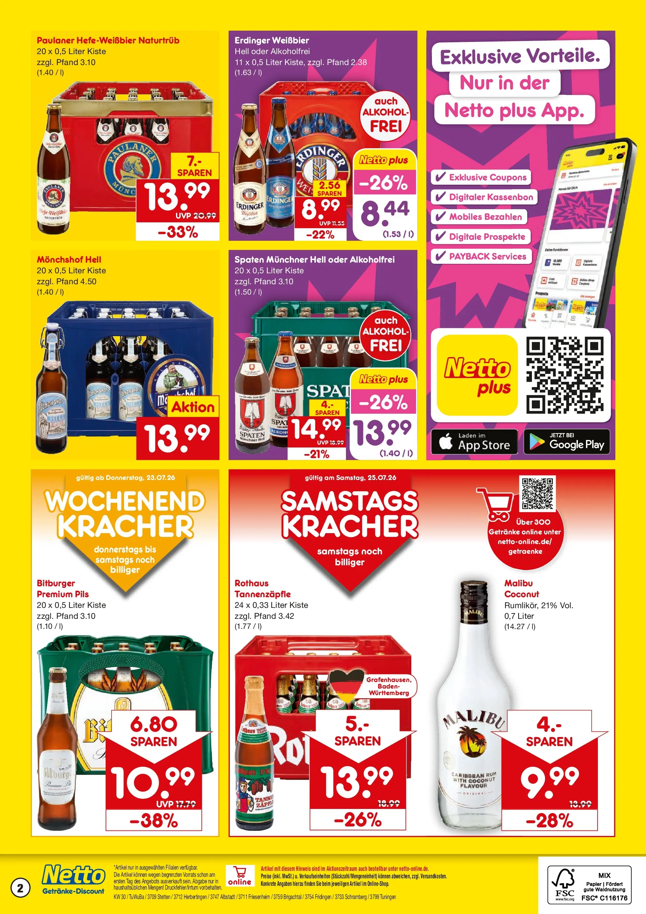 Netto Marken-Discount Prospekt Friesenheim (ab 19.07.2026) » Angebote | Seite: 2 | Produkte: Monchshof, Erdinger, Rum, Pils