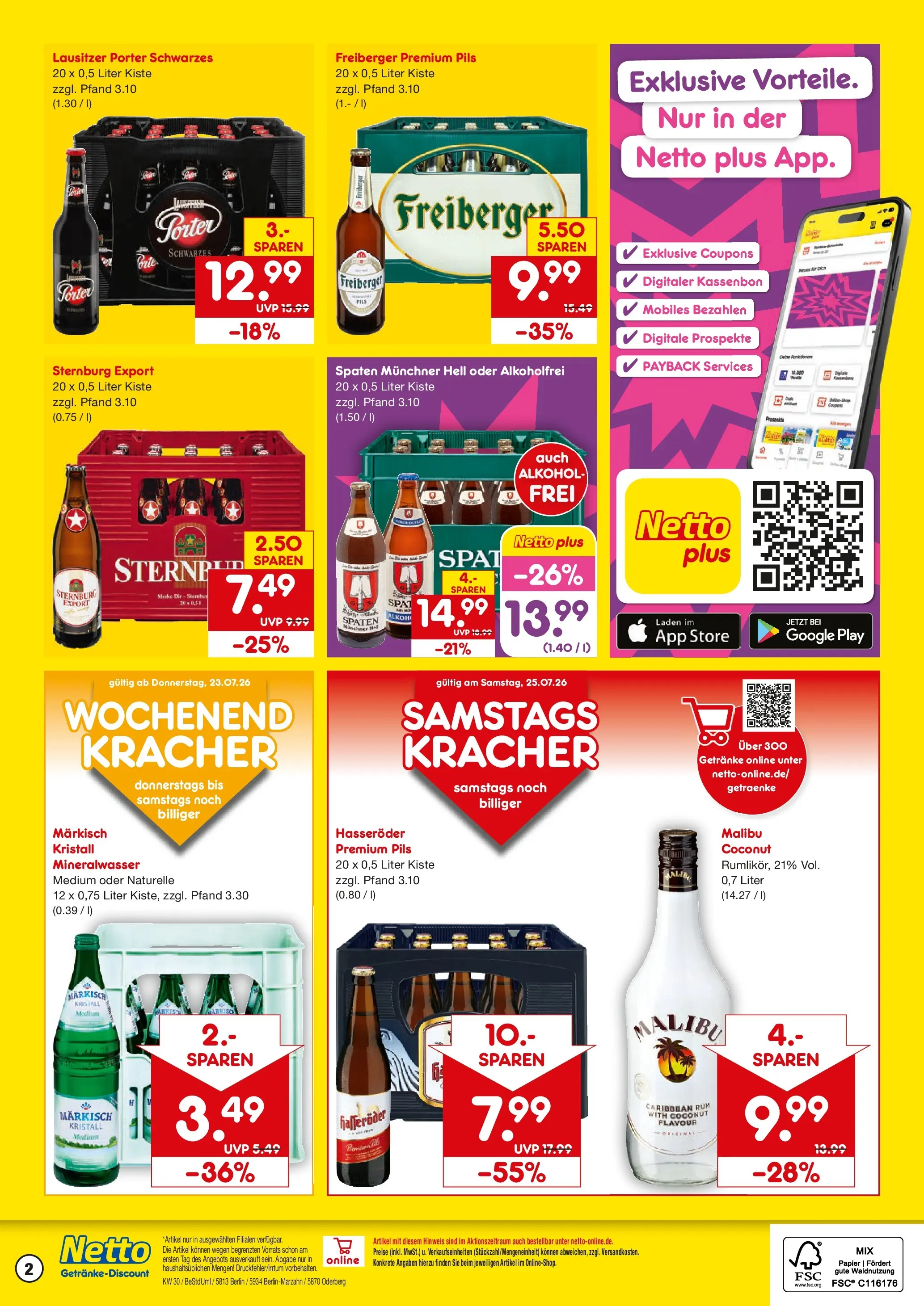 Netto Marken-Discount Prospekt Berlin (ab 20.07.2026) » Angebote | Seite: 2 | Produkte: Rum, Pils, Mineralwasser, Hasseröder