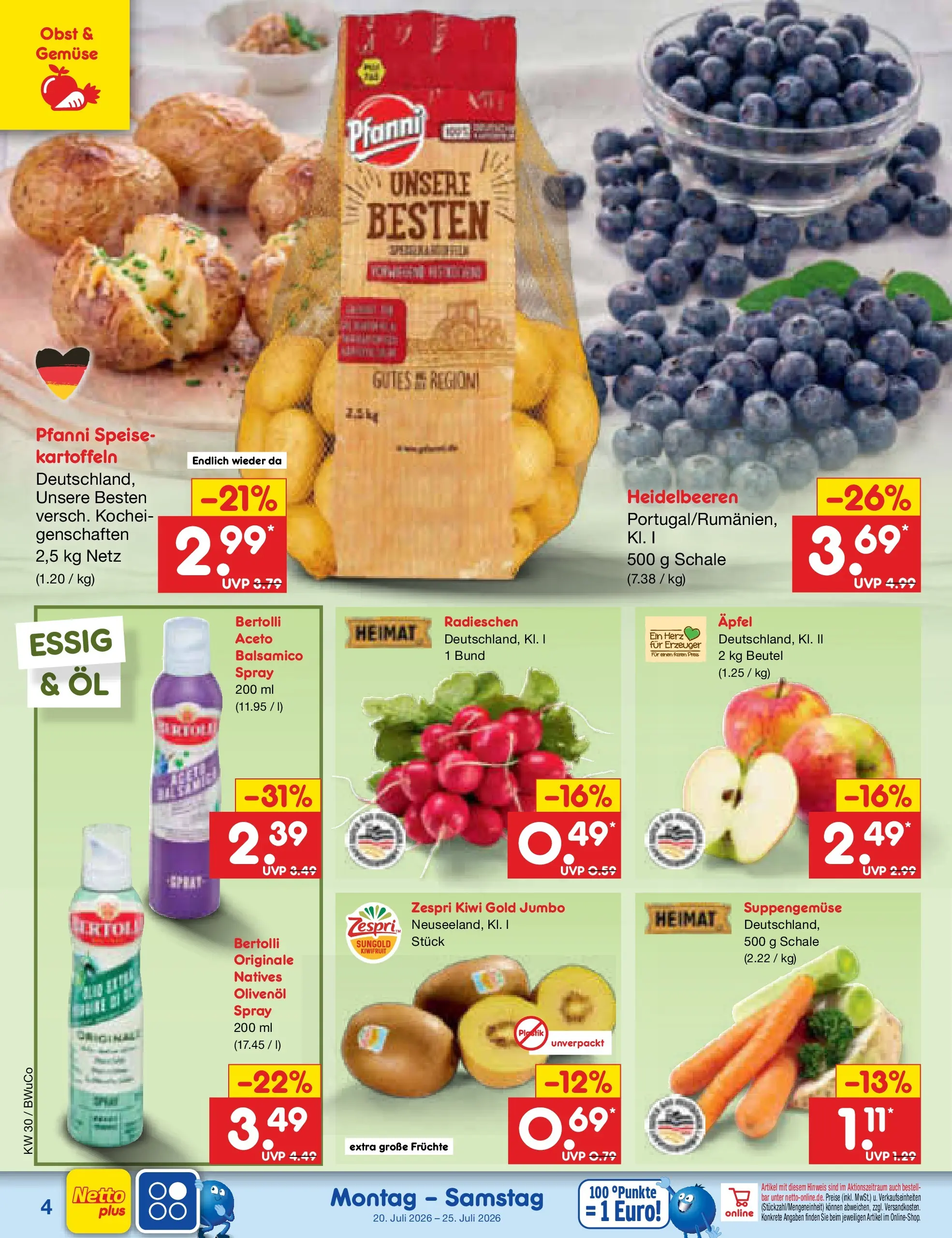 Netto Marken-Discount Prospekt Stemwede-Dielingen (ab 19.07.2026) ยป Angebote | Seite: 4 | Produkte: รpfel, Heidelbeeren, Obst, Kiwi Netto Marken-Discount Prospekt Stemwede-Dielingen (ab 19.07.2026) ยป Angebote | Seite: 4 | Produkte: รpfel, Heidelbeeren, Obst, Kiwi