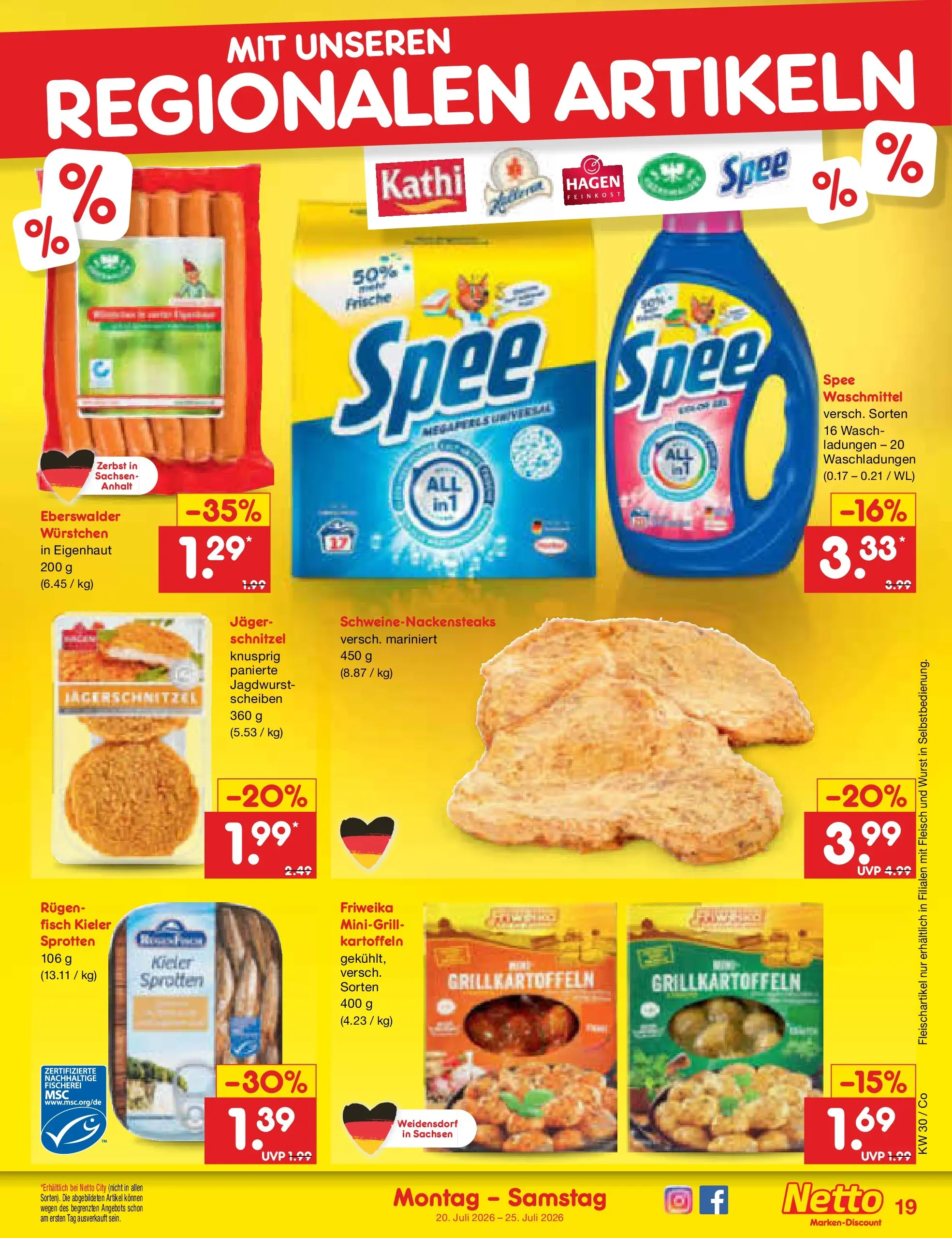 Netto Marken-Discount Prospekt Bitterfeld-Wolfen (ab 20.07.2026) ยป Angebote | Seite: 31 | Produkte: Schnitzel, Kartoffeln, Waschmittel, Wurst Netto Marken-Discount Prospekt Bitterfeld-Wolfen (ab 20.07.2026) ยป Angebote | Seite: 31 | Produkte: Schnitzel, Kartoffeln, Waschmittel, Wurst