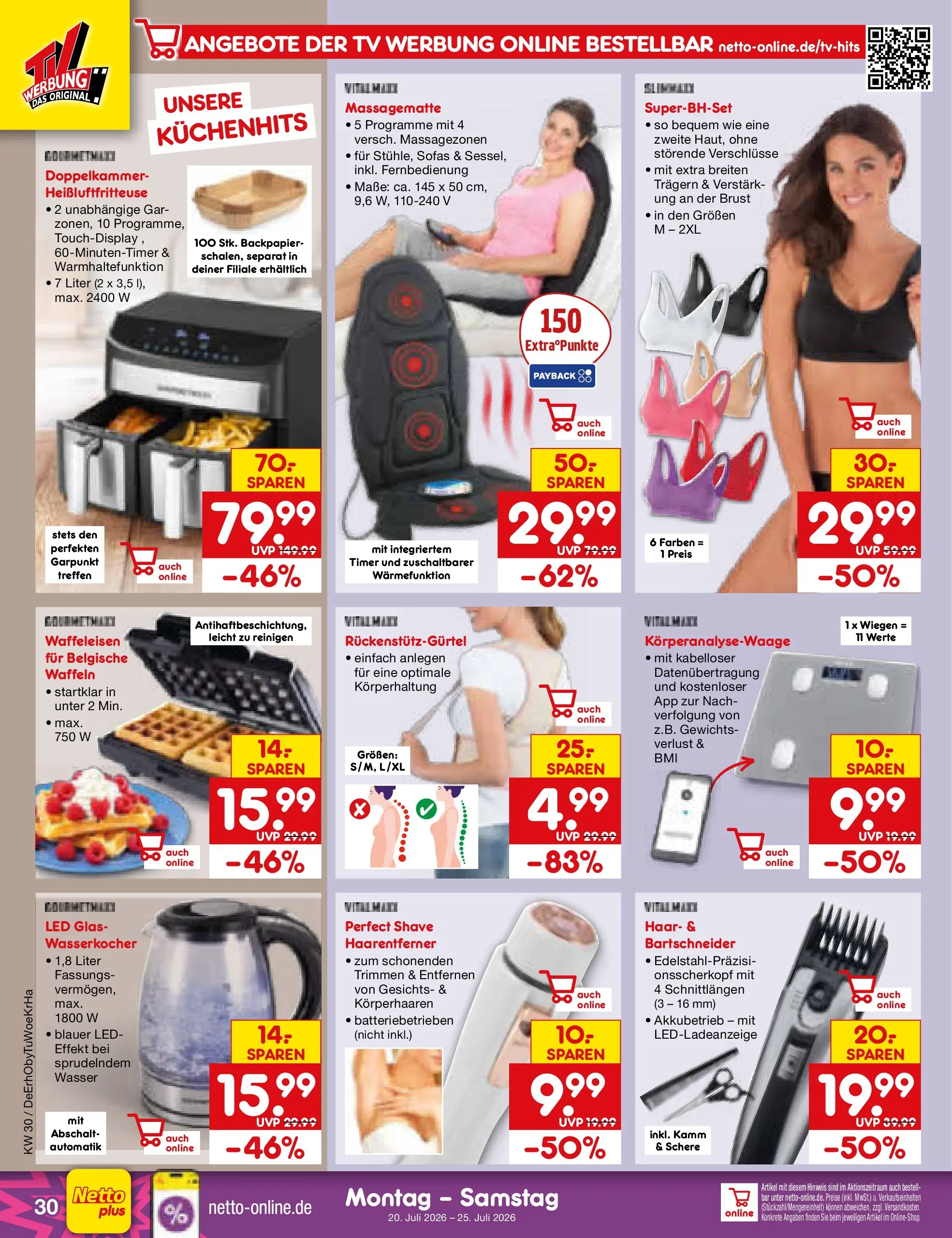 Netto Marken-Discount Prospekt Lahr-Langenwinkel (ab 19.07.2026) » Angebote | Seite: 48 | Produkte: Wasserkocher, Waffeln, Heißluftfritteuse, TV