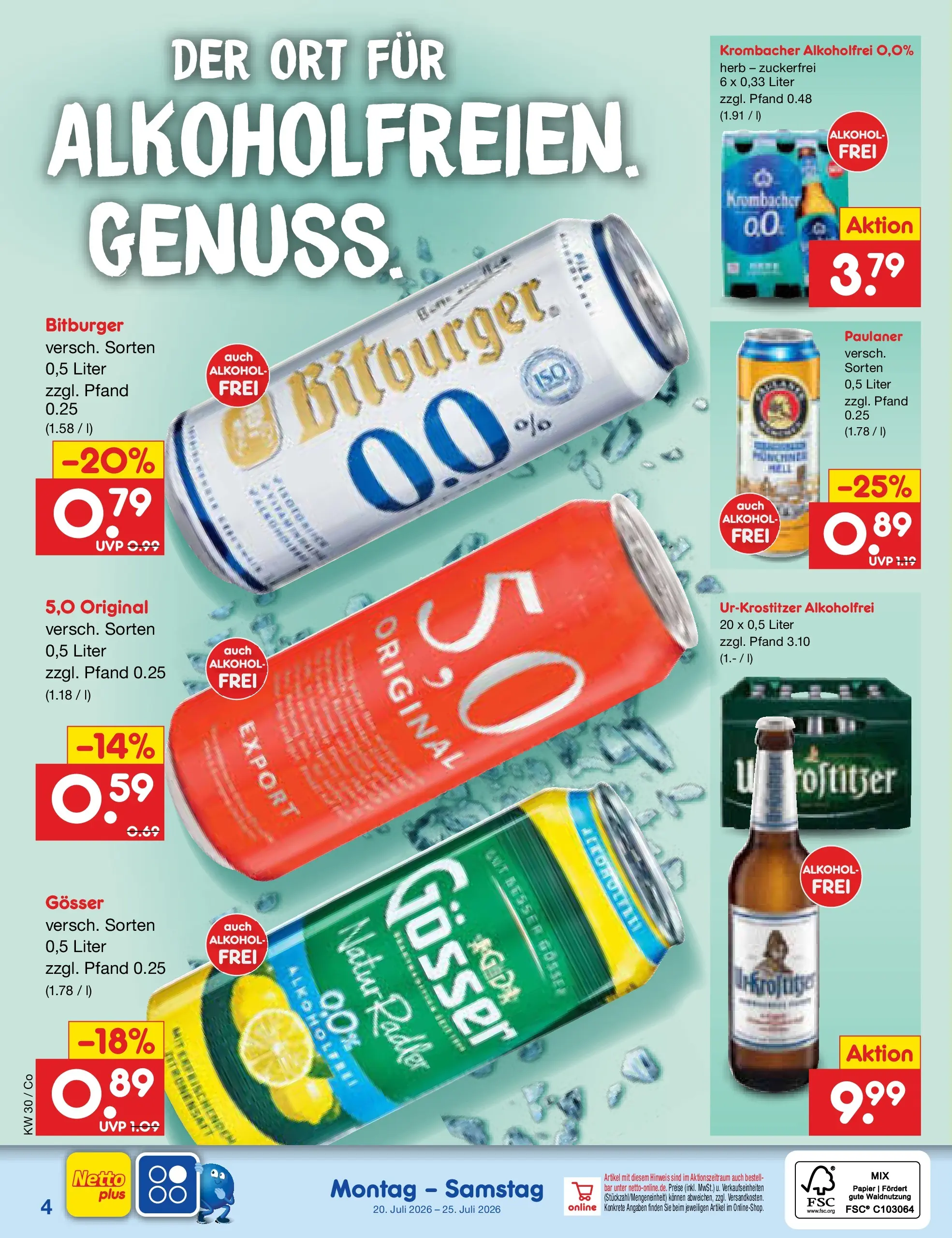 Netto Marken-Discount Prospekt Bitterfeld-Wolfen (ab 20.07.2026) ยป Angebote | Seite: 55 | Produkte: Bitburger, Radler, Krombacher, Paulaner Netto Marken-Discount Prospekt Bitterfeld-Wolfen (ab 20.07.2026) ยป Angebote | Seite: 55 | Produkte: Bitburger, Radler, Krombacher, Paulaner