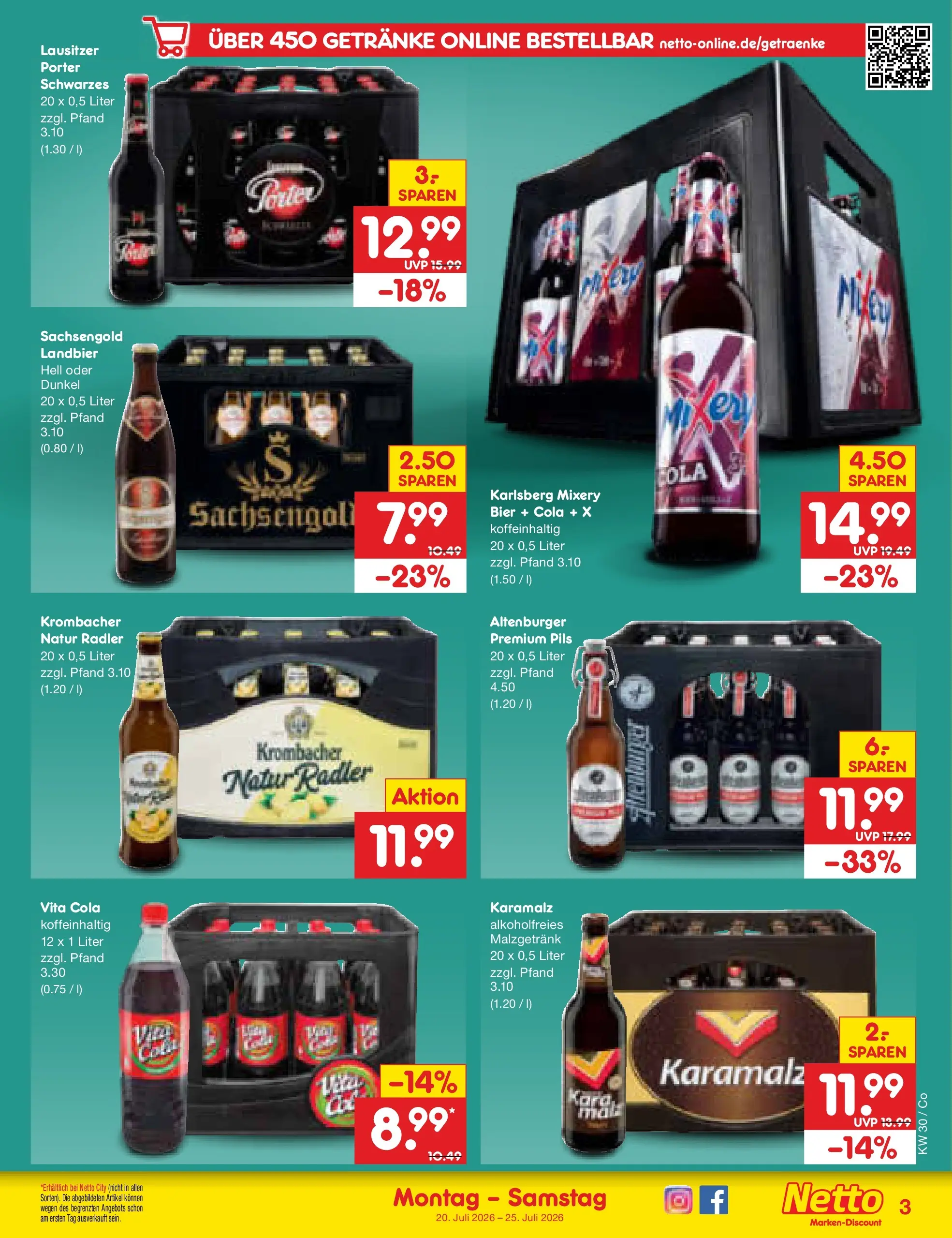 Netto Marken-Discount Prospekt Bitterfeld-Wolfen (ab 20.07.2026) ยป Angebote | Seite: 57 | Produkte: Cola, Pils, Vita cola, Krombacher Netto Marken-Discount Prospekt Bitterfeld-Wolfen (ab 20.07.2026) ยป Angebote | Seite: 57 | Produkte: Cola, Pils, Vita cola, Krombacher