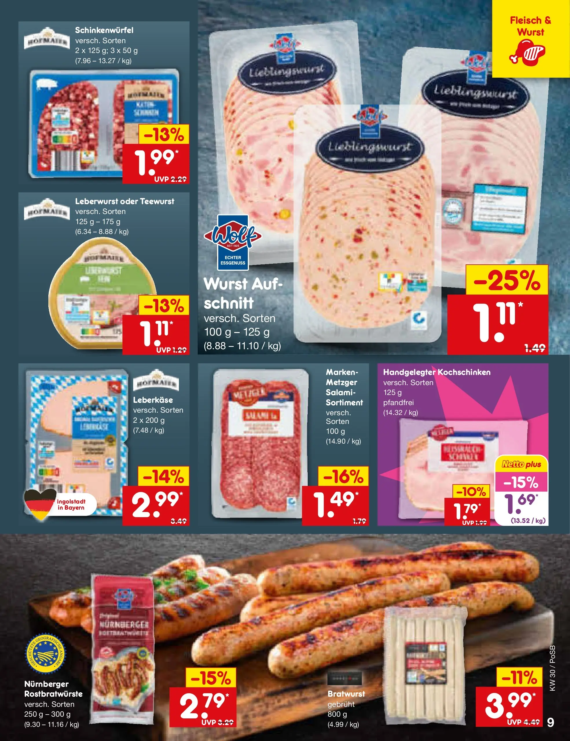 Netto Marken-Discount Prospekt Regensburg (ab 20.07.2026) » Angebote | Seite: 13 | Produkte: Bratwurst, Salami, Fleisch, Leberkase