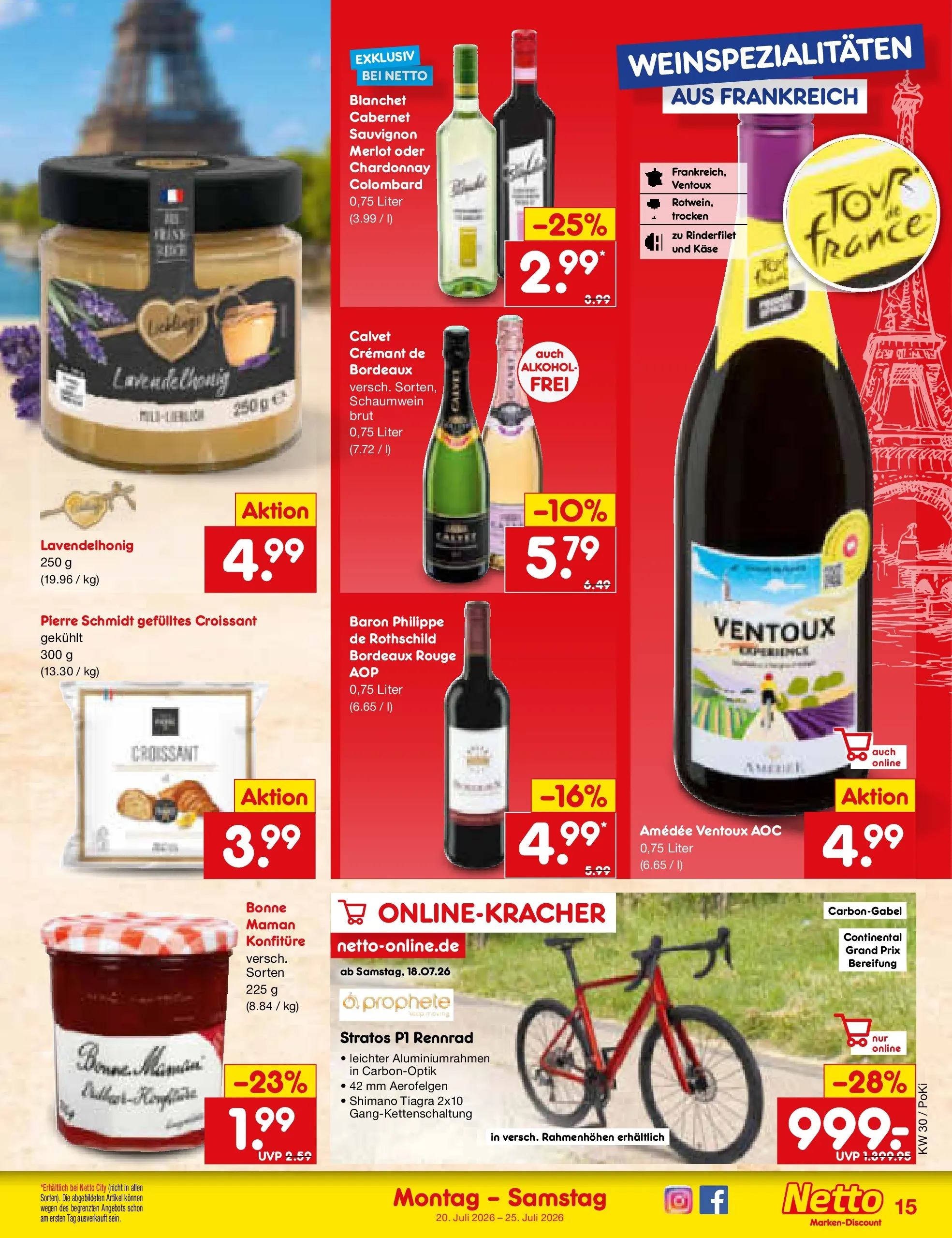Netto Marken-Discount Prospekt Regensburg (ab 20.07.2026) » Angebote | Seite: 25 | Produkte: Rinderfilet, Merlot, Rouge, Croissant