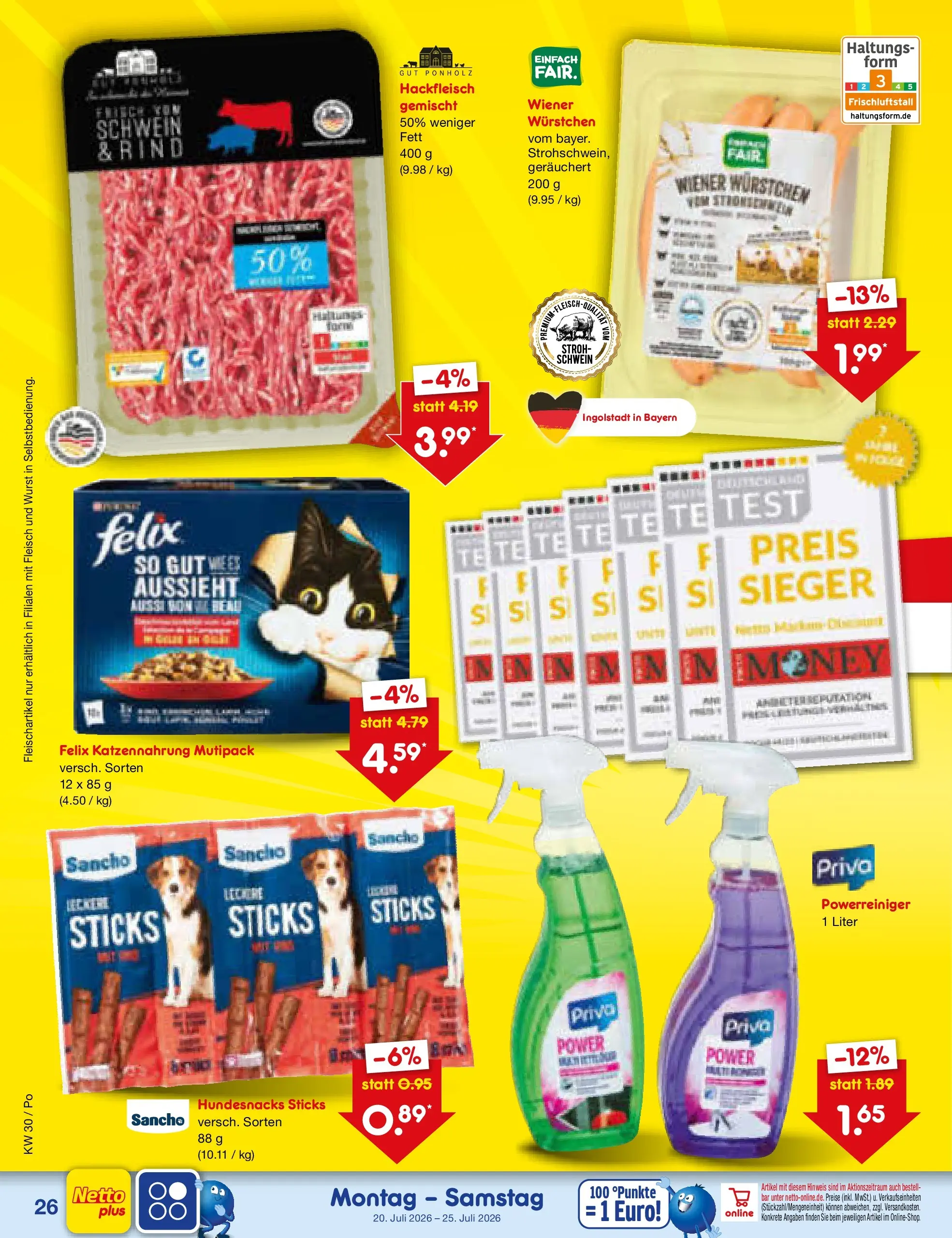 Netto Marken-Discount Prospekt Regensburg (ab 20.07.2026) » Angebote | Seite: 42 | Produkte: Wiener wurstchen, Wurst, Fleisch, Hackfleisch