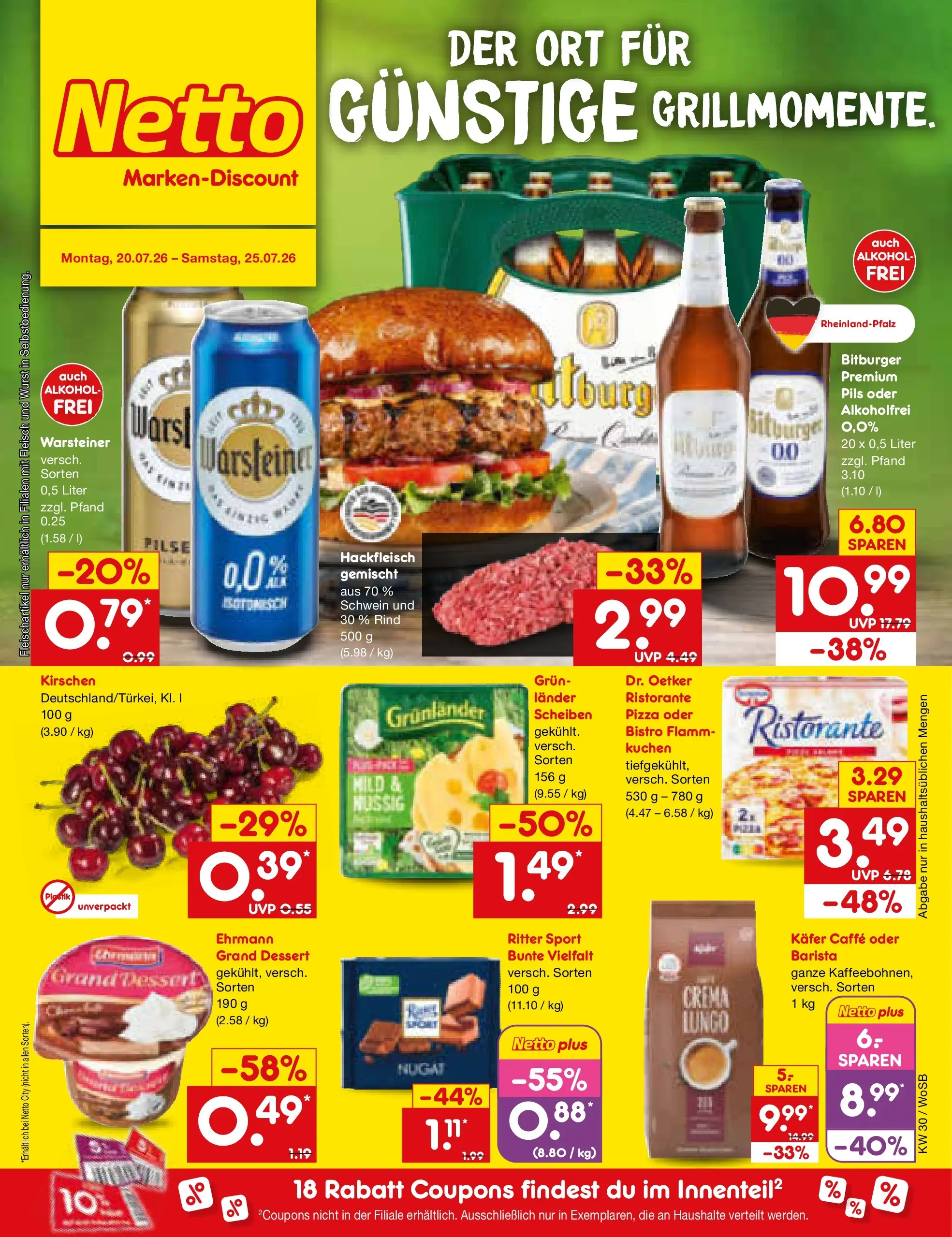 Netto Marken-Discount Prospekt Mannheim (ab 19.07.2026) » Angebote | Seite: 1 | Produkte: Ristorante, Ritter sport, Pils, Pizza