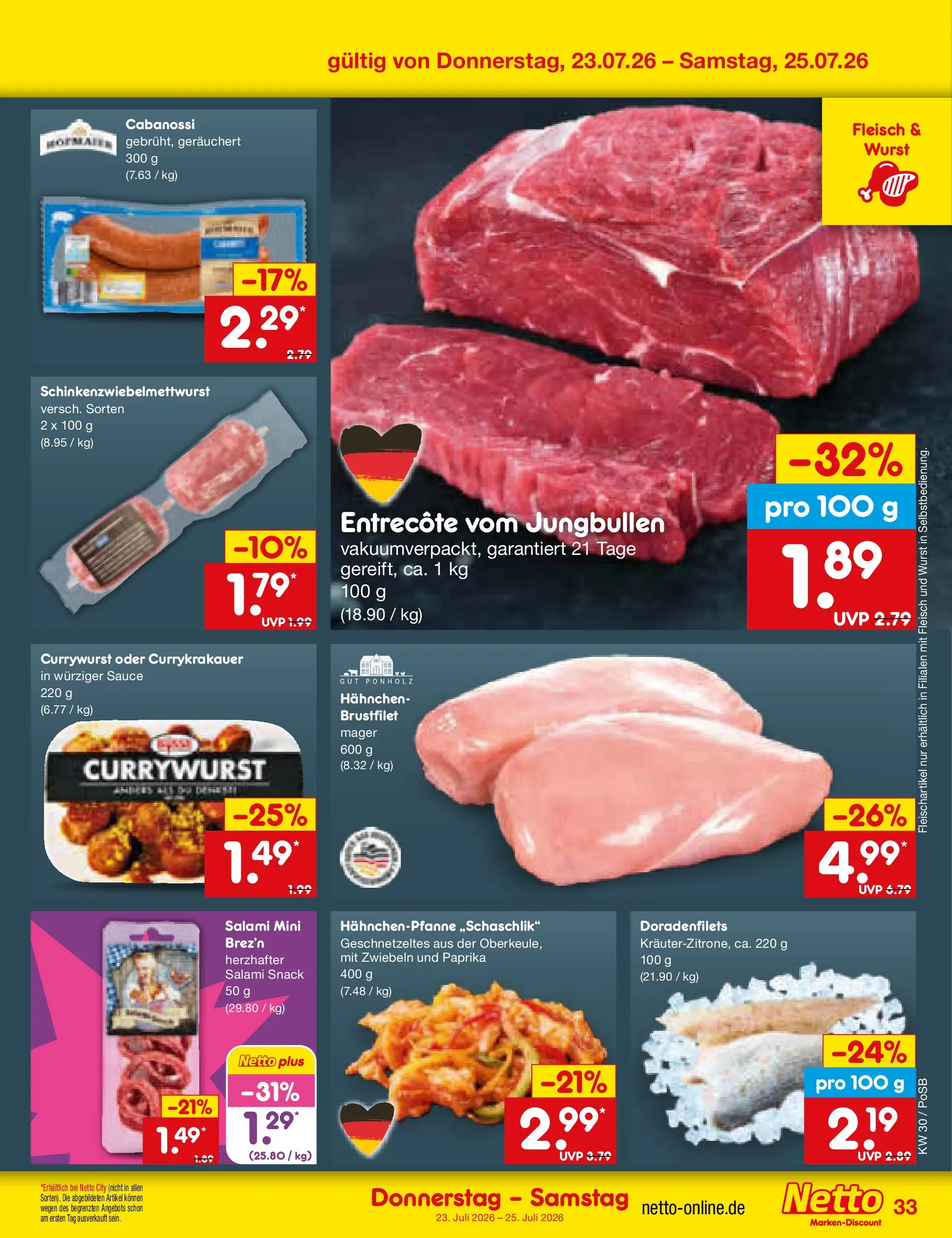 Netto Marken-Discount Prospekt Regensburg (ab 20.07.2026) » Angebote | Seite: 53 | Produkte: Hahnchen, Paprika, Wurst, Fleisch