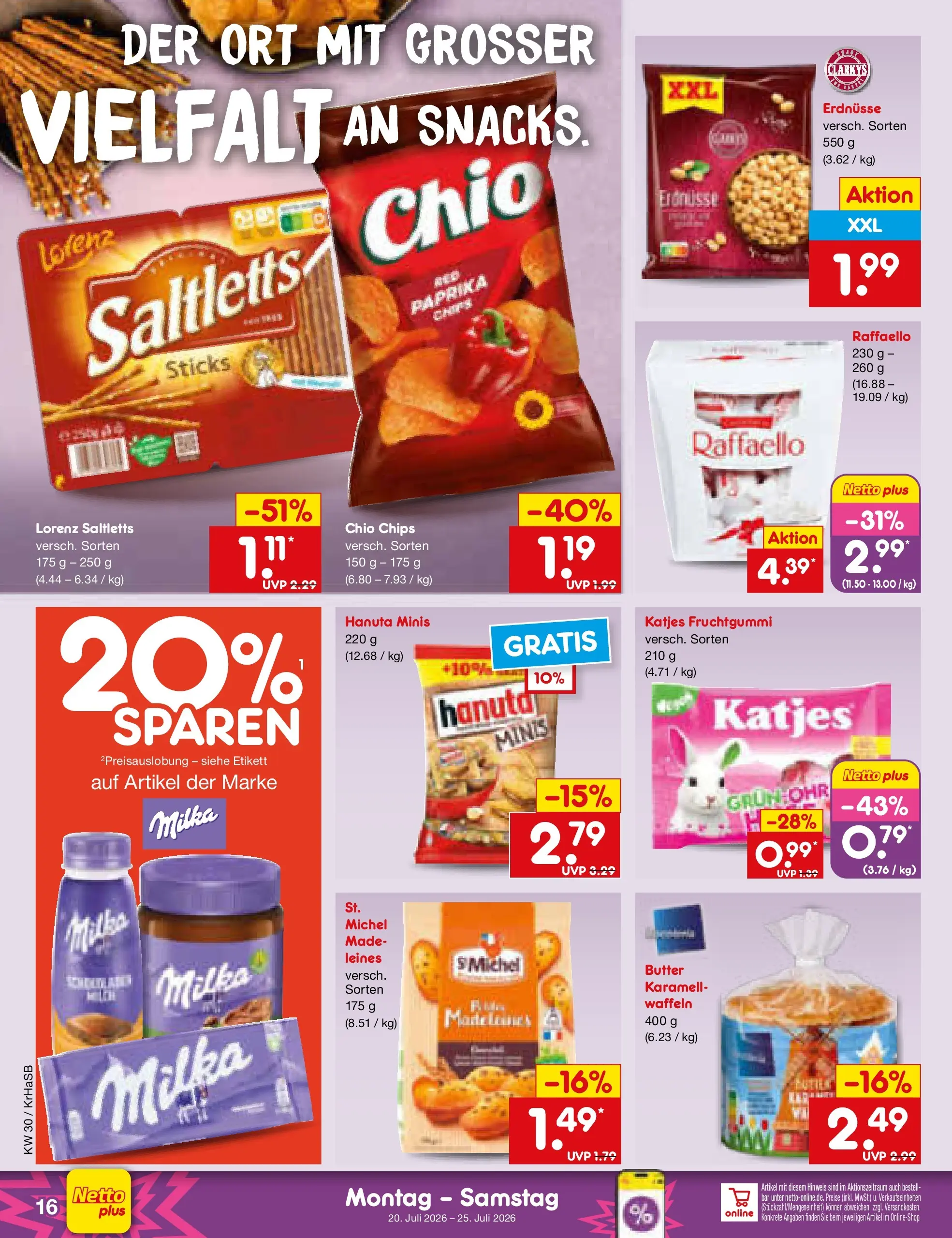 Netto Marken-Discount Prospekt Wuppertal (ab 19.07.2026) ยป Angebote | Seite: 26 | Produkte: Raffaello, Erdnรผsse, Butter, Katjes Netto Marken-Discount Prospekt Wuppertal (ab 19.07.2026) ยป Angebote | Seite: 26 | Produkte: Raffaello, Erdnรผsse, Butter, Katjes