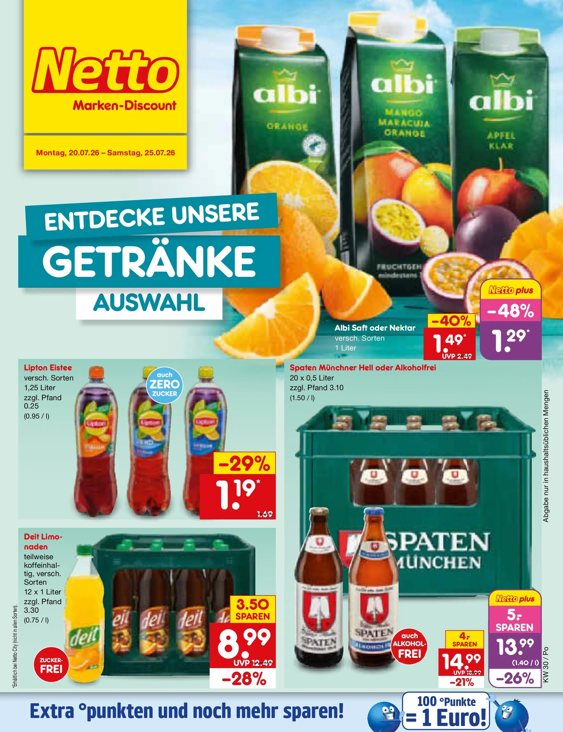 Netto Marken-Discount Prospekt Regensburg (ab 20.07.2026) » Angebote | Seite: 54 | Produkte: Äpfel, Zucker, Mango, Saft