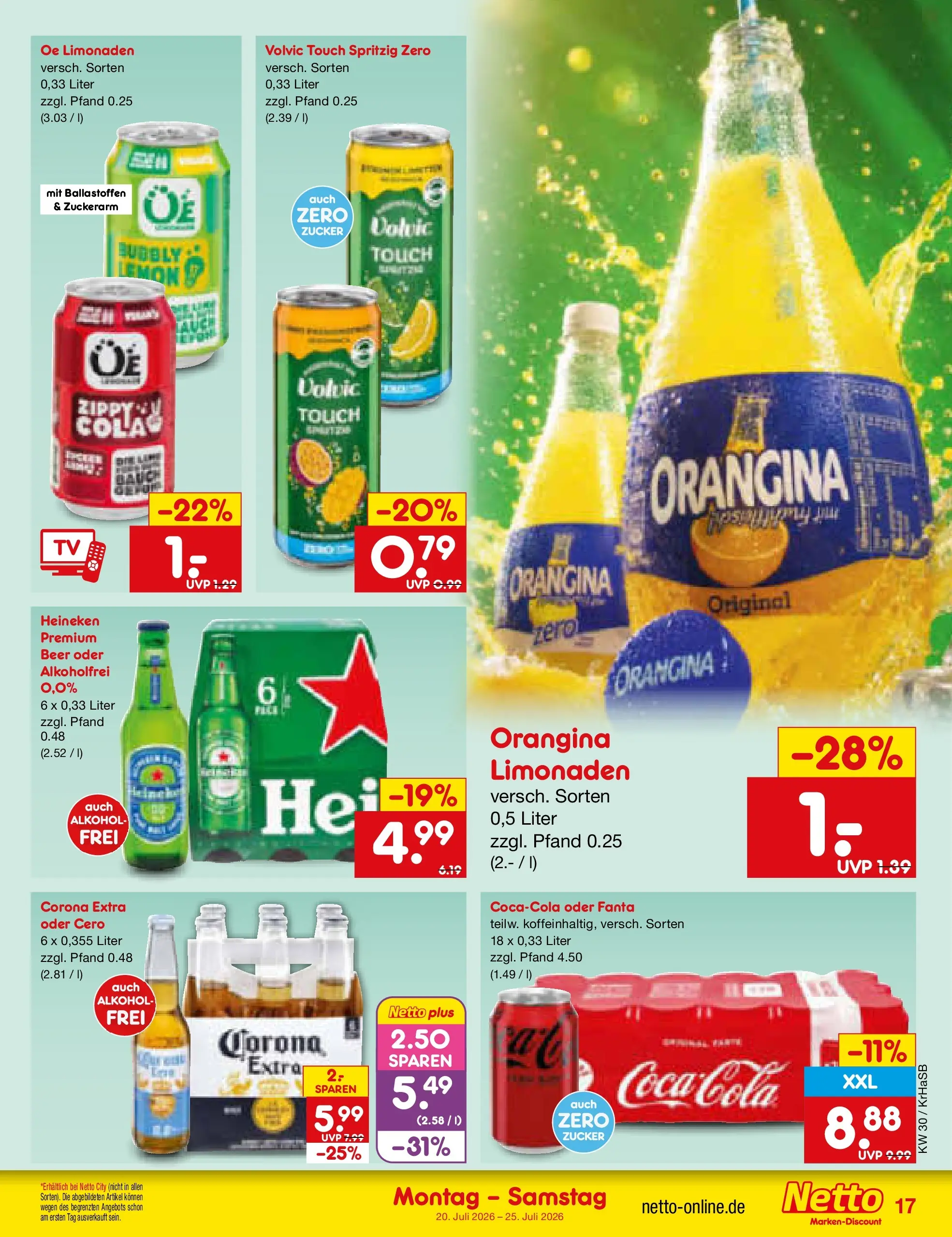 Netto Marken-Discount Prospekt Wuppertal (ab 19.07.2026) ยป Angebote | Seite: 27 | Produkte: Coca cola, Volvic touch, Heineken, Volvic Netto Marken-Discount Prospekt Wuppertal (ab 19.07.2026) ยป Angebote | Seite: 27 | Produkte: Coca cola, Volvic touch, Heineken, Volvic