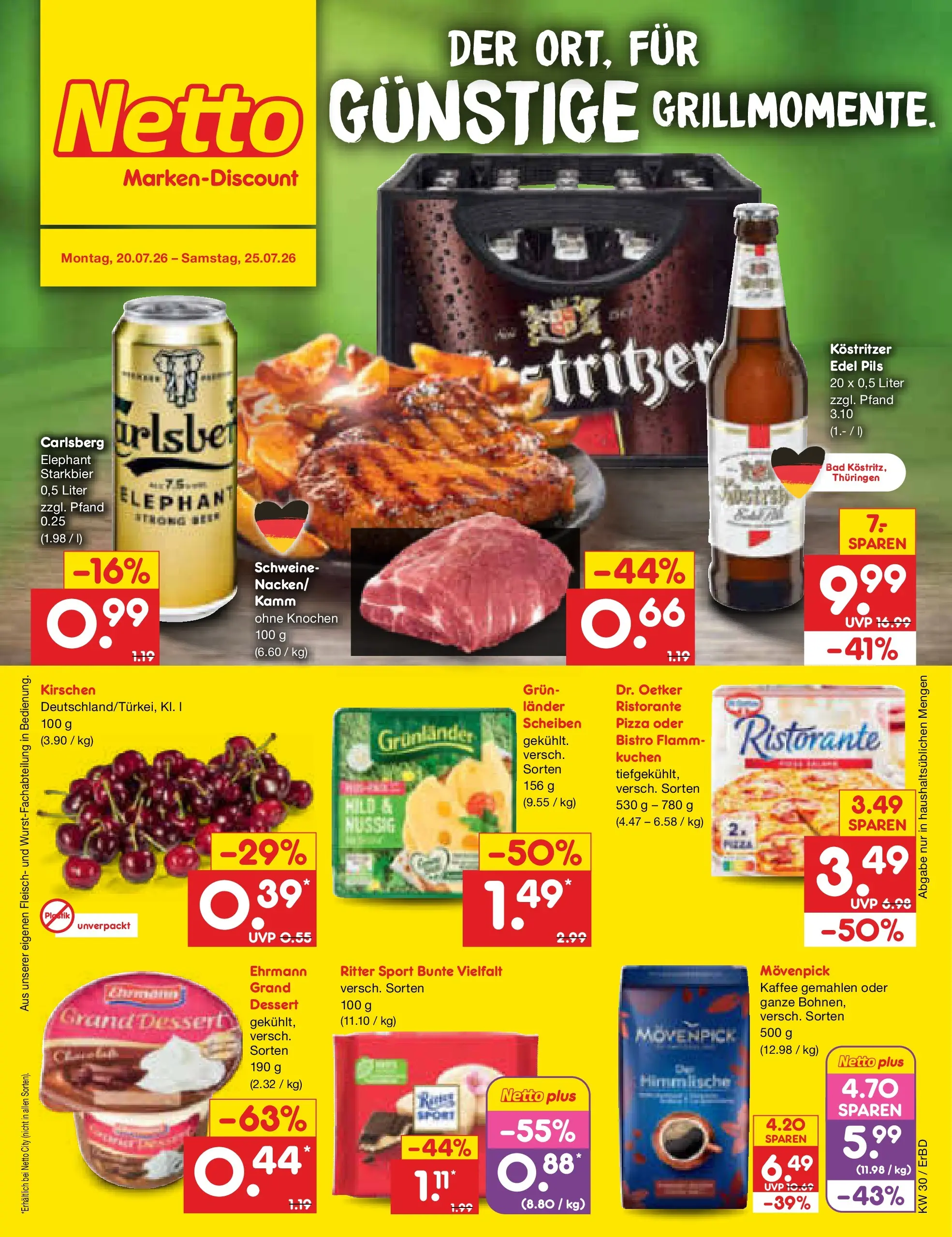 Netto Marken-Discount Prospekt Weimar (ab 19.07.2026) » Angebote | Seite: 1 | Produkte: Ritter sport, Bad, Kirschen, Grunlander