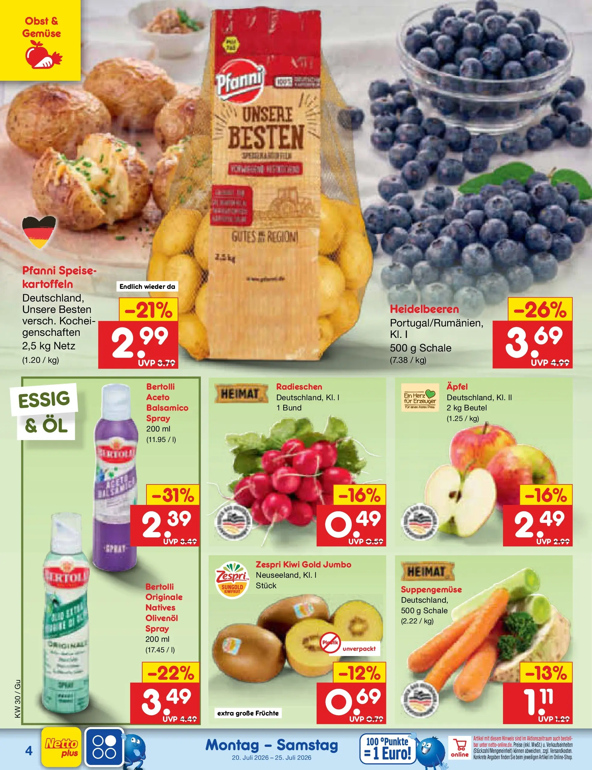 Netto Marken-Discount Prospekt Augustusburg (ab 19.07.2026) » Angebote | Seite: 4 | Produkte: Öl, Balsamico, Äpfel, Obst