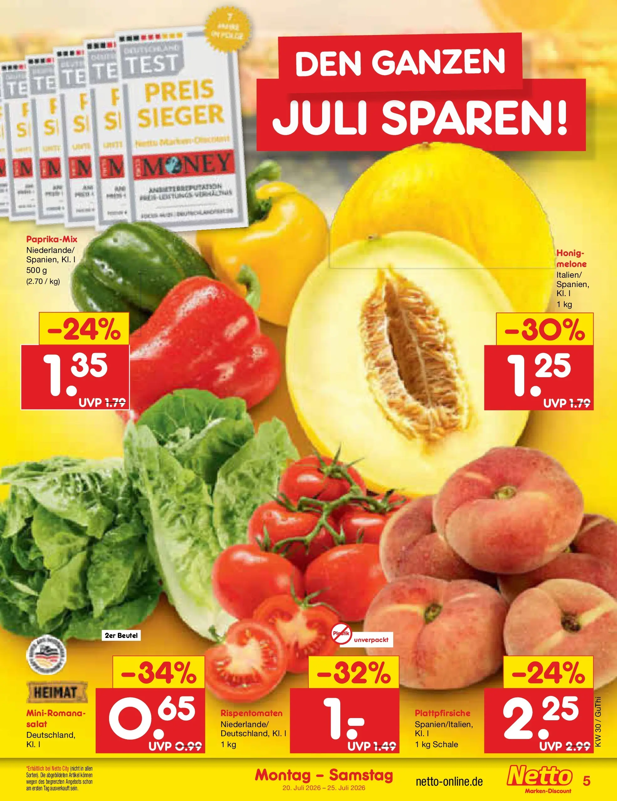 Netto Marken-Discount Prospekt Augustusburg (ab 19.07.2026) » Angebote | Seite: 5 | Produkte: Melone, Salat
