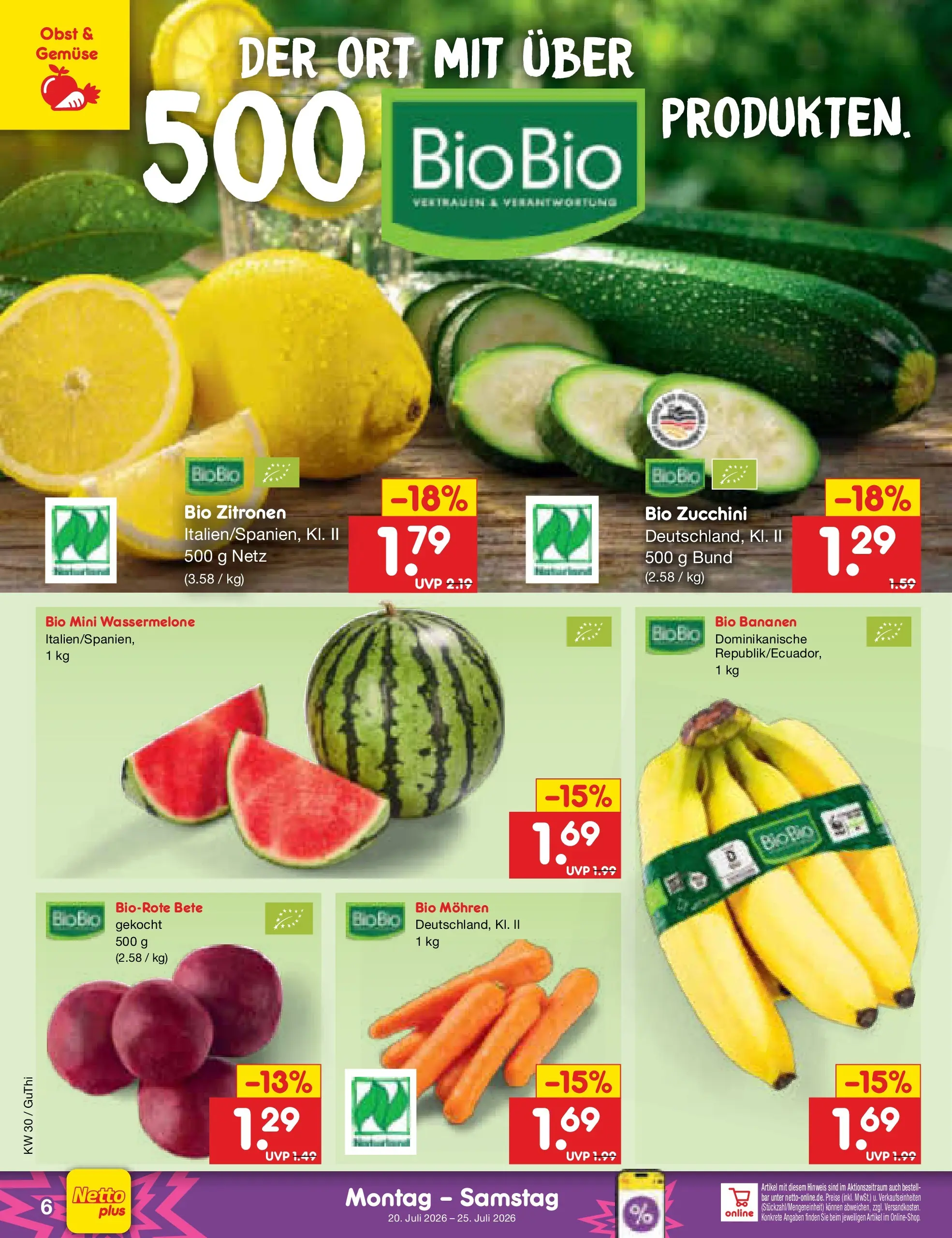 Netto Marken-Discount Prospekt Augustusburg (ab 19.07.2026) » Angebote | Seite: 6 | Produkte: Gemüse, Obst, Wassermelone, Zucchini