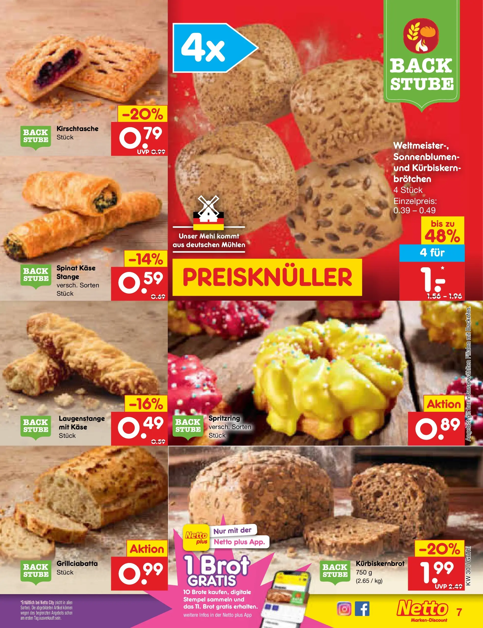 Netto Marken-Discount Prospekt Augustusburg (ab 19.07.2026) » Angebote | Seite: 7 | Produkte: Mehl, Käse, Brot