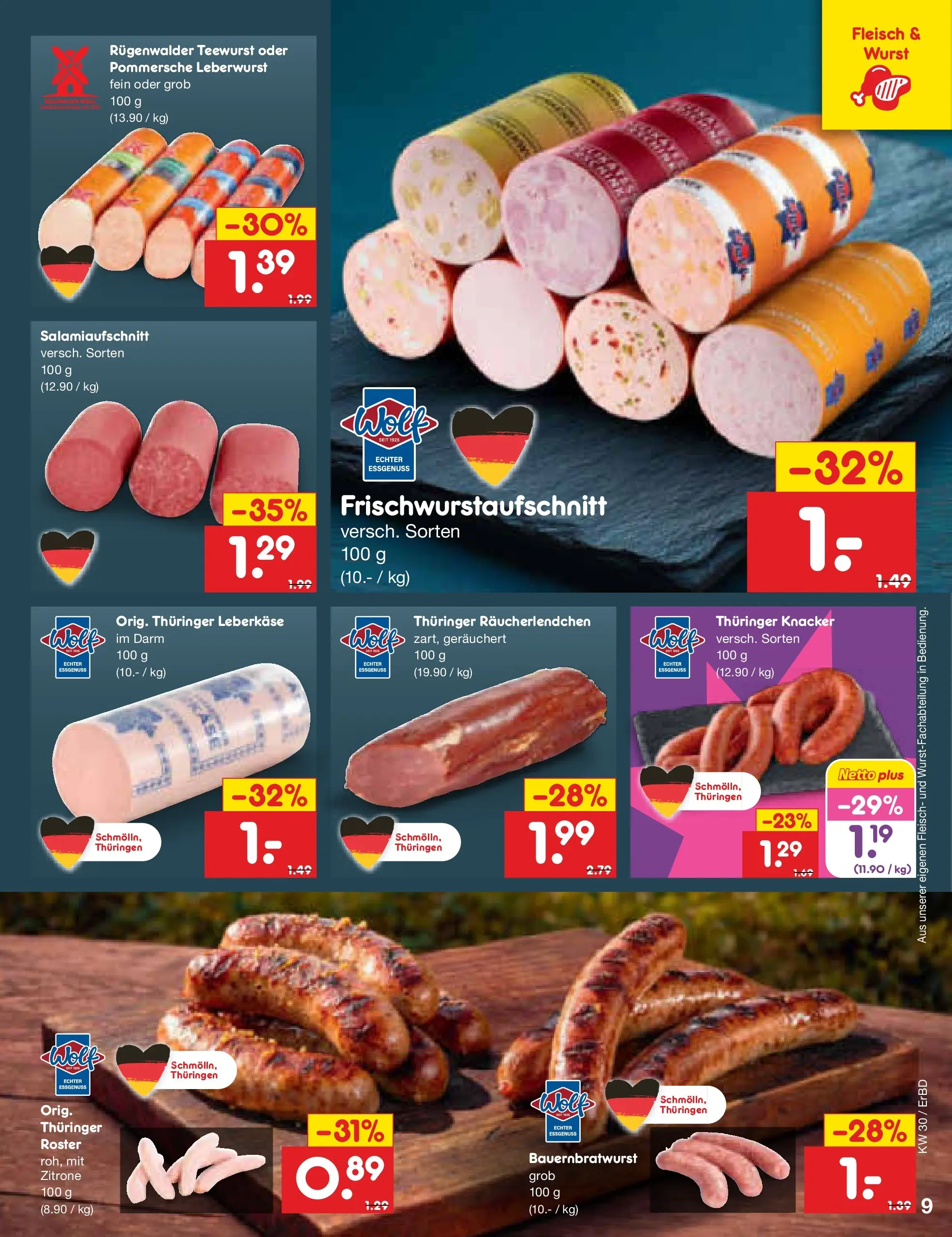 Netto Marken-Discount Prospekt Weimar (ab 19.07.2026) » Angebote | Seite: 13 | Produkte: Zitrone, Wurst, Fleisch, Leberkase