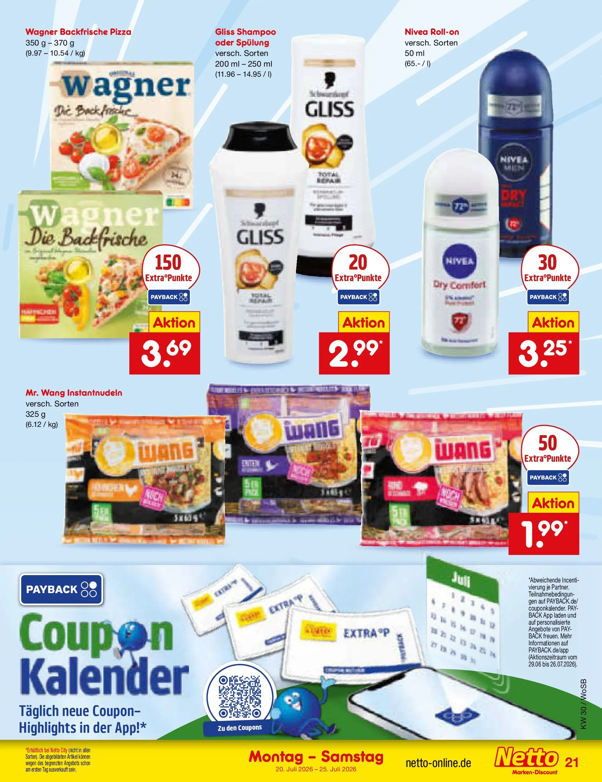 Netto Marken-Discount Prospekt Mannheim (ab 19.07.2026) » Angebote | Seite: 37 | Produkte: Shampoo, Spülung, Pizza