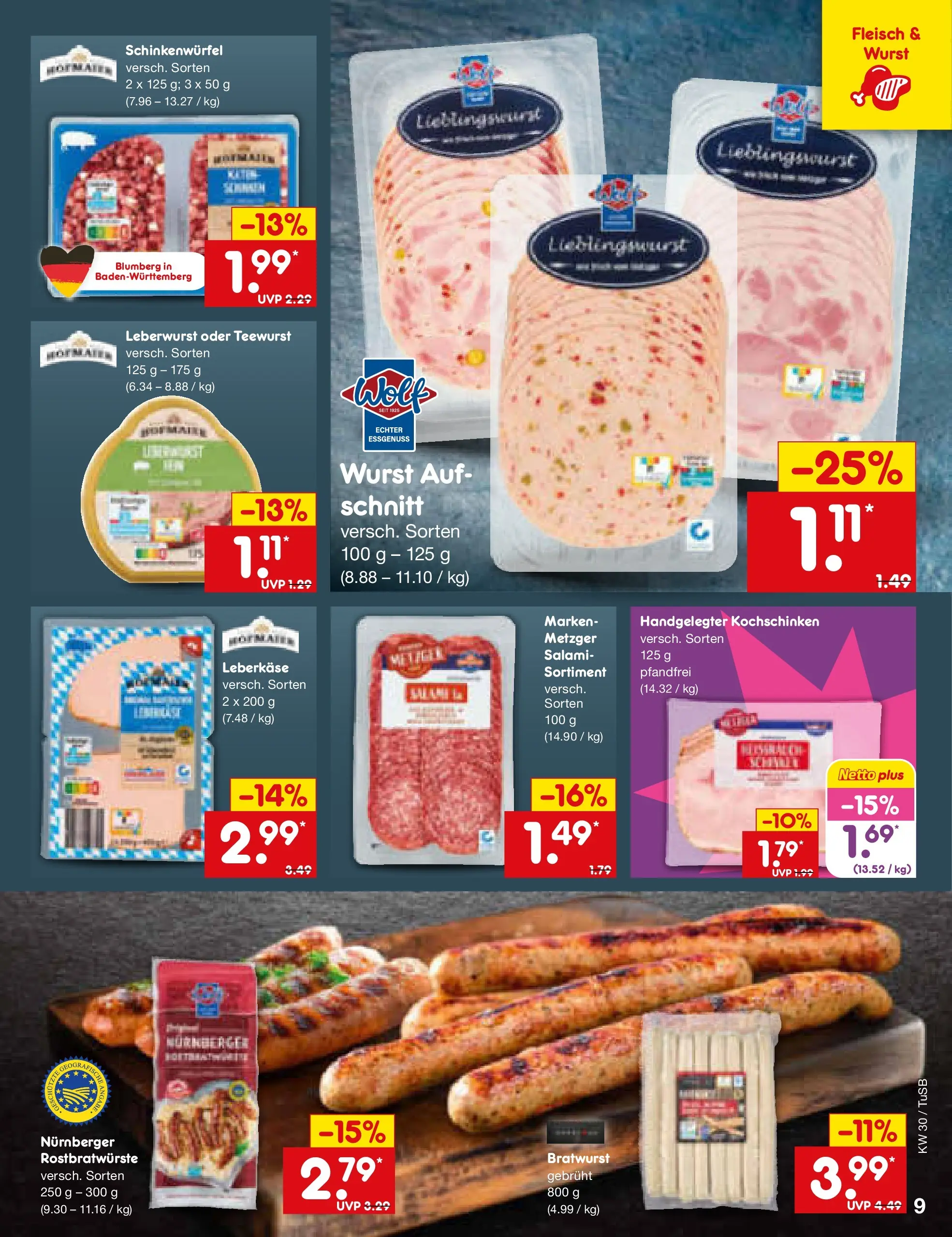 Netto Marken-Discount Prospekt Lahr-Langenwinkel (ab 19.07.2026) » Angebote | Seite: 13 | Produkte: Wurst, Salami, Fleisch, Leberkase