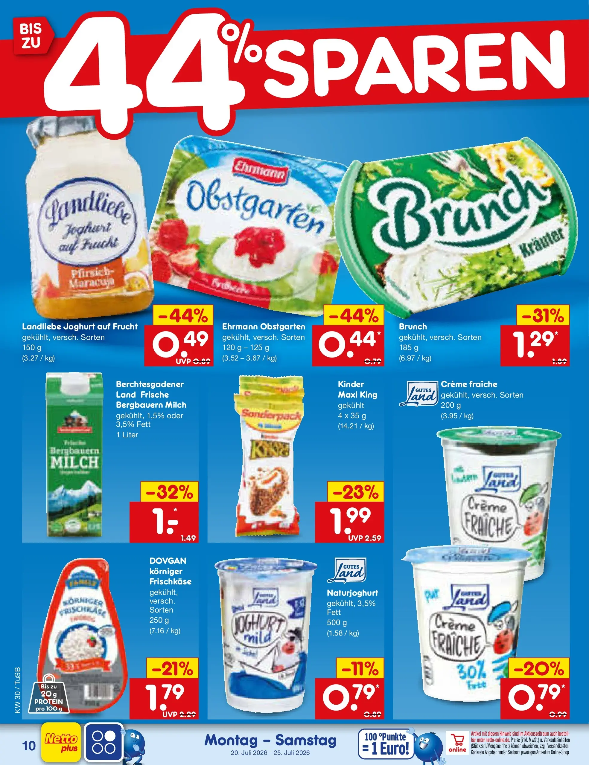 Netto Marken-Discount Prospekt Lahr-Langenwinkel (ab 19.07.2026) » Angebote | Seite: 16 | Produkte: Milch, Joghurt, Pfirsich, Landliebe joghurt