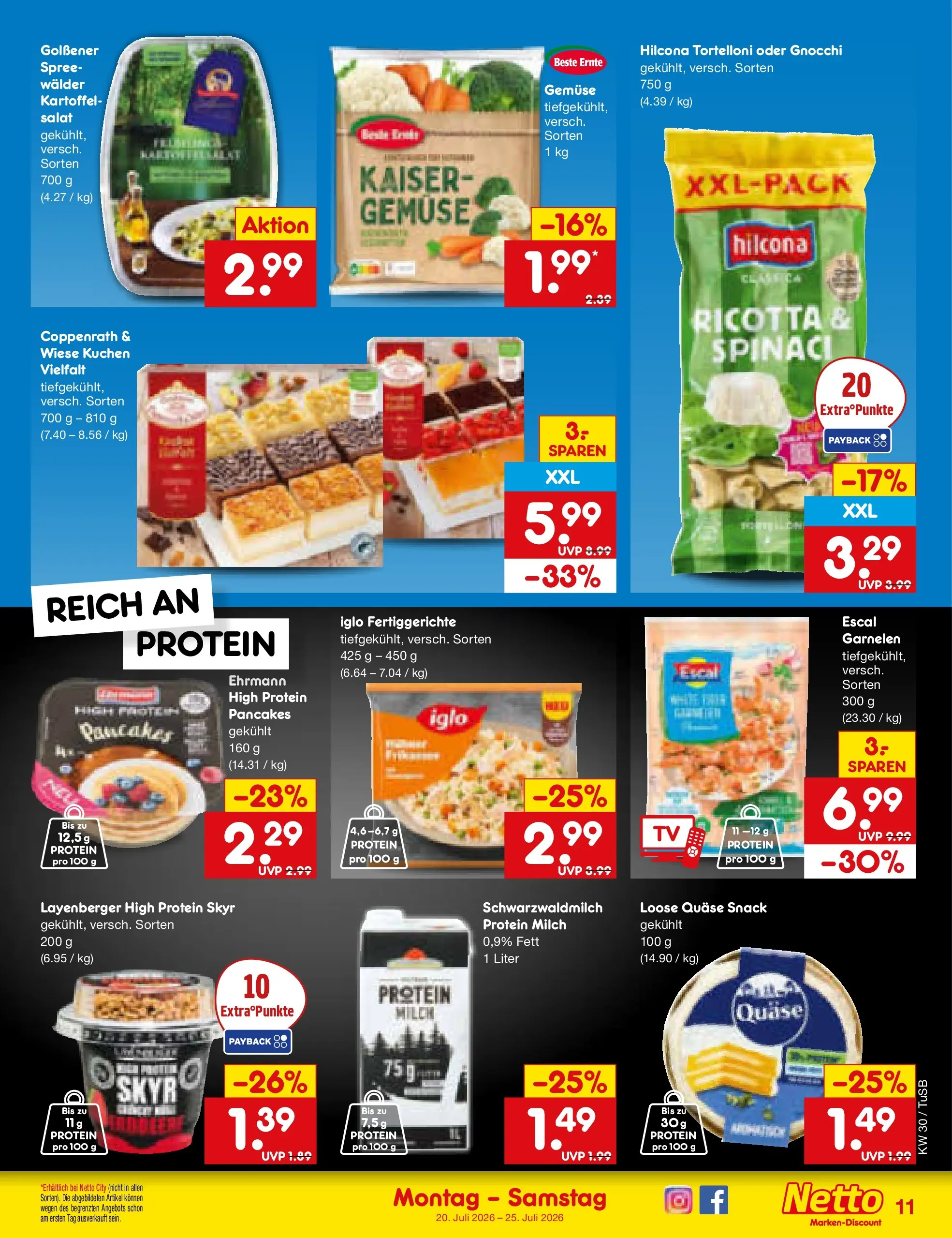 Netto Marken-Discount Prospekt Lahr-Langenwinkel (ab 19.07.2026) » Angebote | Seite: 17 | Produkte: Milch, Iglo, Kuchen, Salat