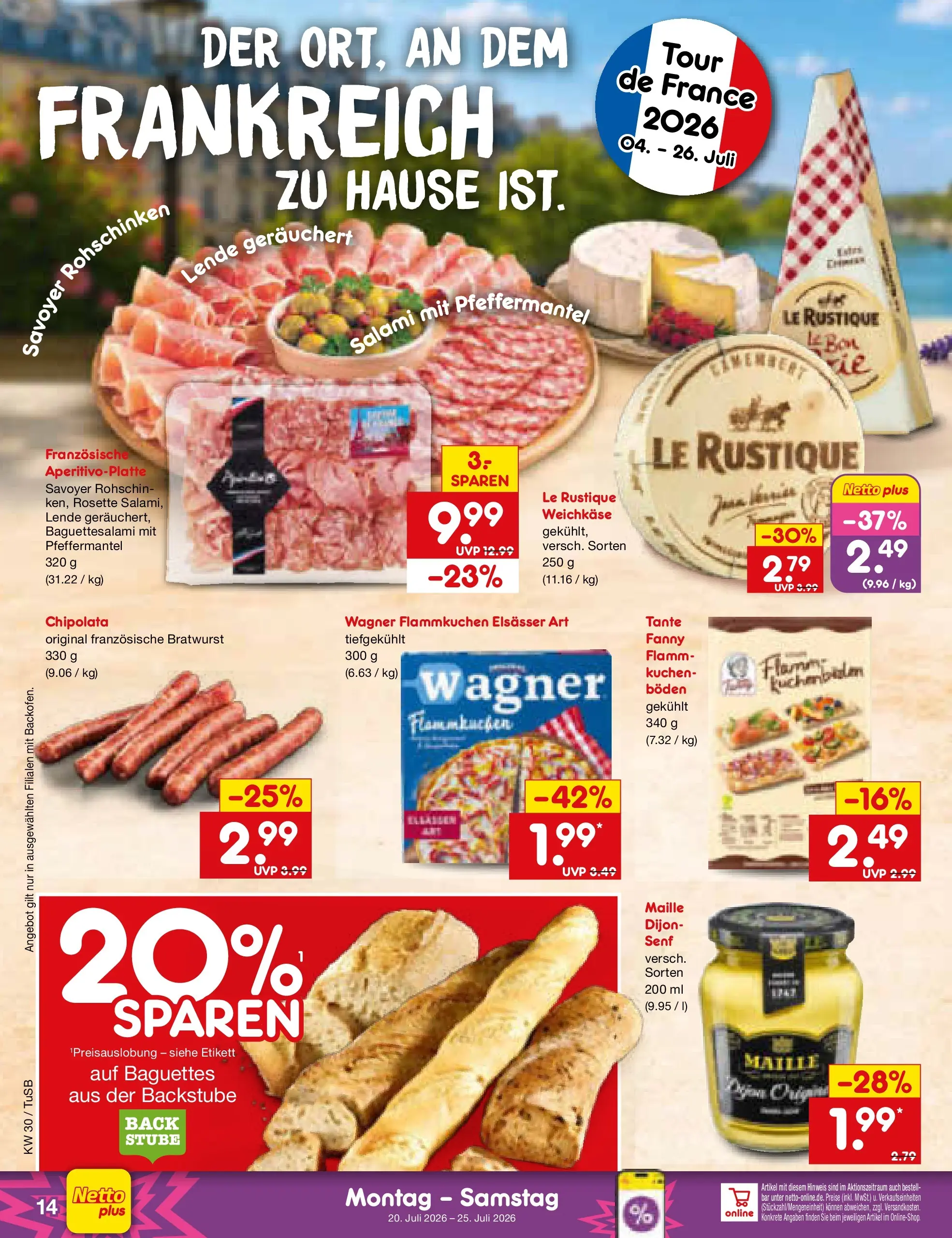 Netto Marken-Discount Prospekt Lahr-Langenwinkel (ab 19.07.2026) » Angebote | Seite: 24 | Produkte: Bratwurst, Salami, Kuchen